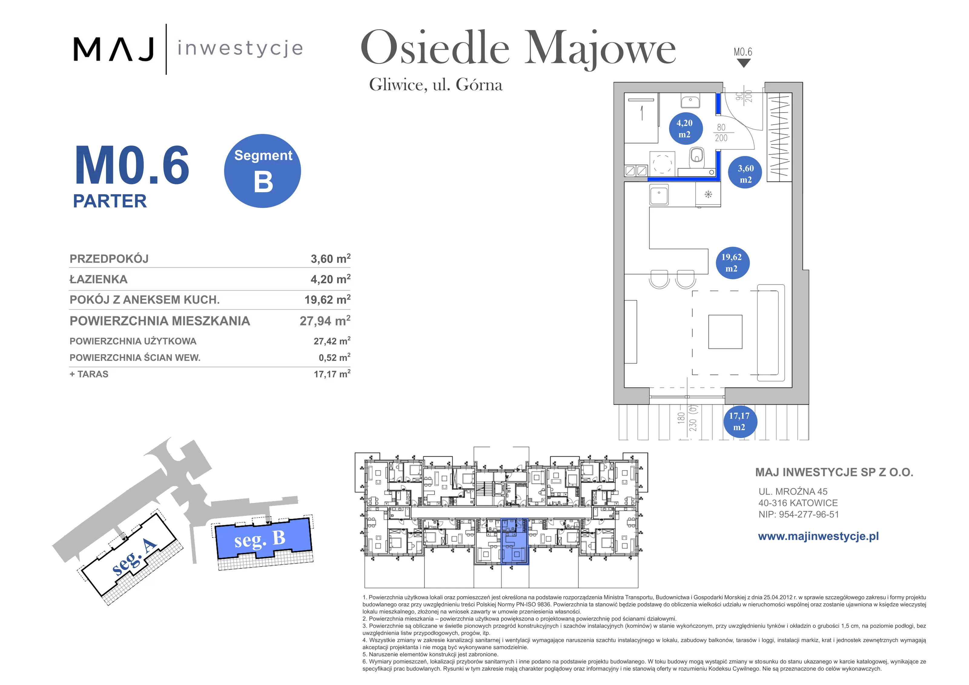 1 pokój, mieszkanie 27,94 m², parter, oferta nr B0.6, Osiedle Majowe 2.0, Gliwice, Ligota Zabrska, ul. Górna 28C