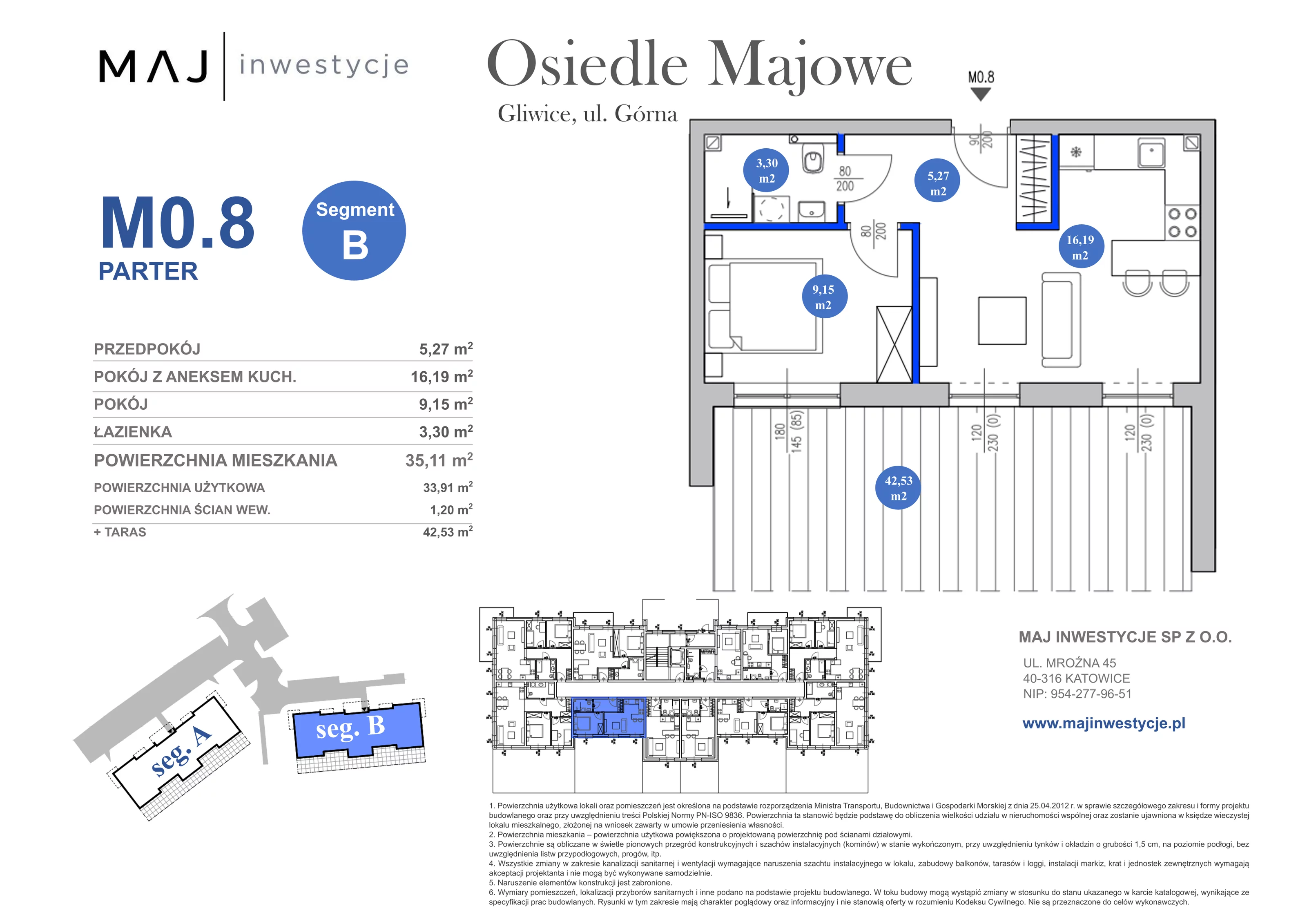 2 pokoje, mieszkanie 35,11 m², parter, oferta nr B0.8, Osiedle Majowe 2.0, Gliwice, Ligota Zabrska, ul. Górna 28C