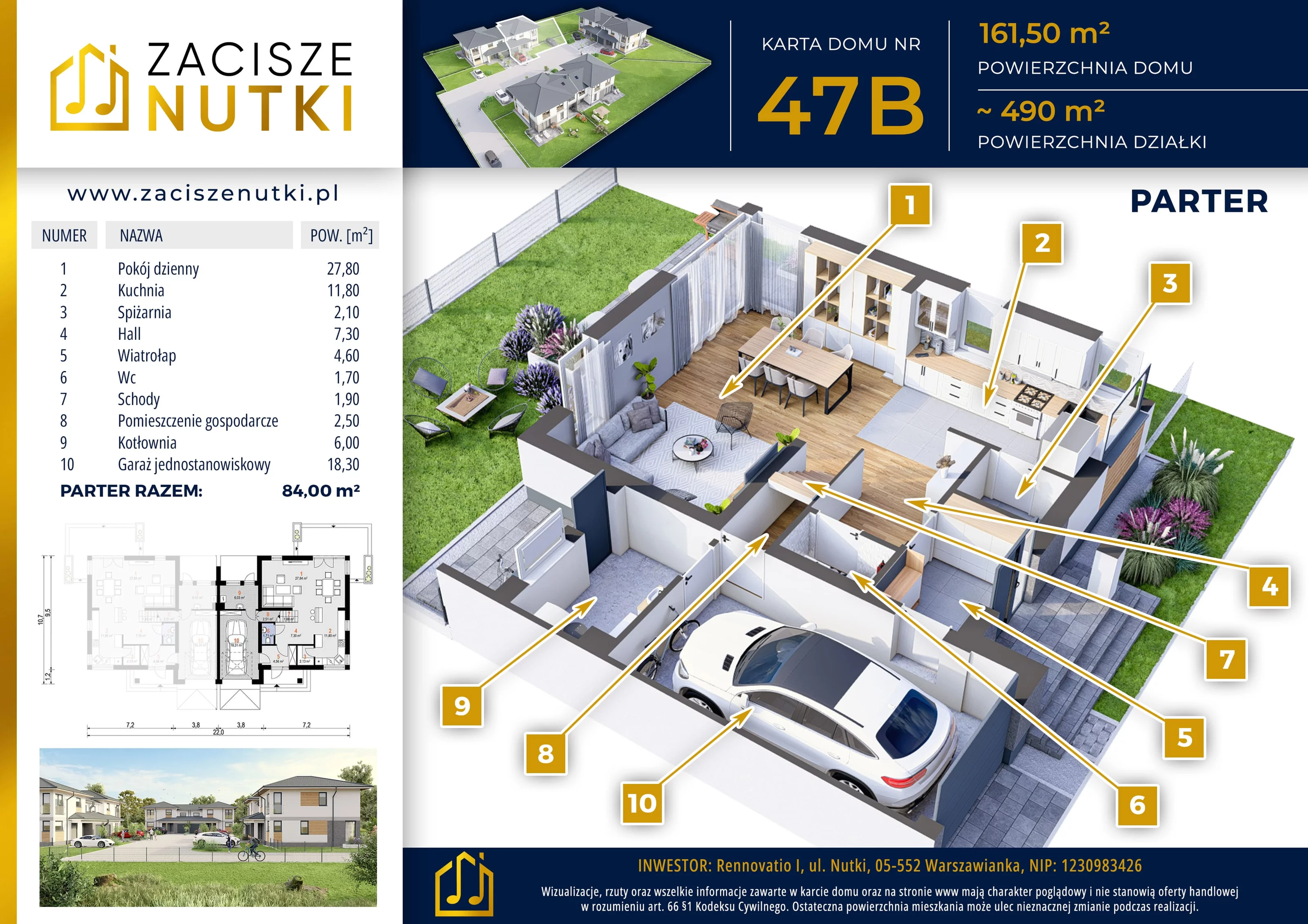 Dom 161,50 m², oferta nr 47B, Zacisze Nutki, Warszawianka, ul. Nutki