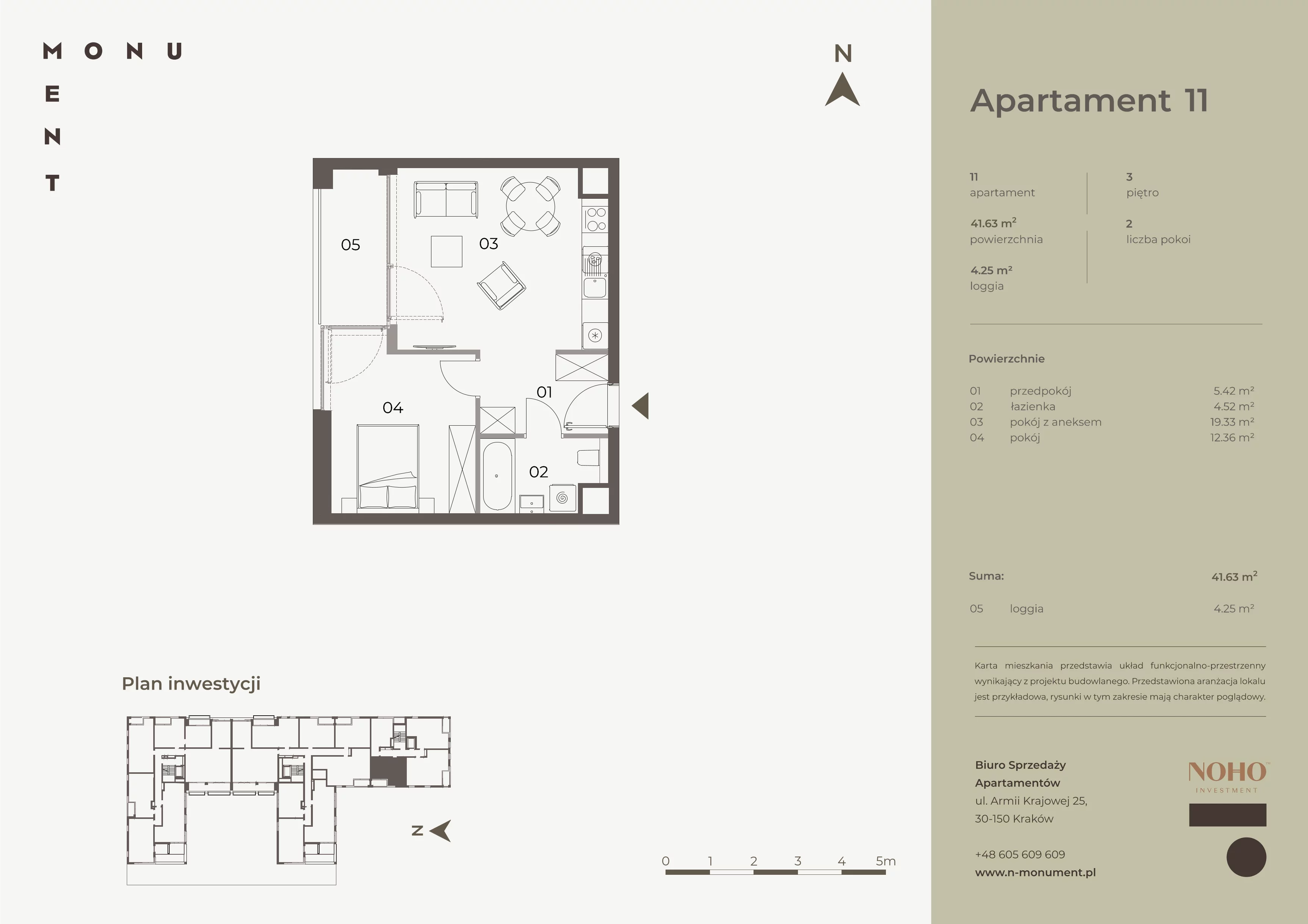 2 pokoje, mieszkanie 41,63 m², piętro 3, oferta nr 11, Monument, Kraków, Prądnik Biały, Azory, ul. Wybickiego 6