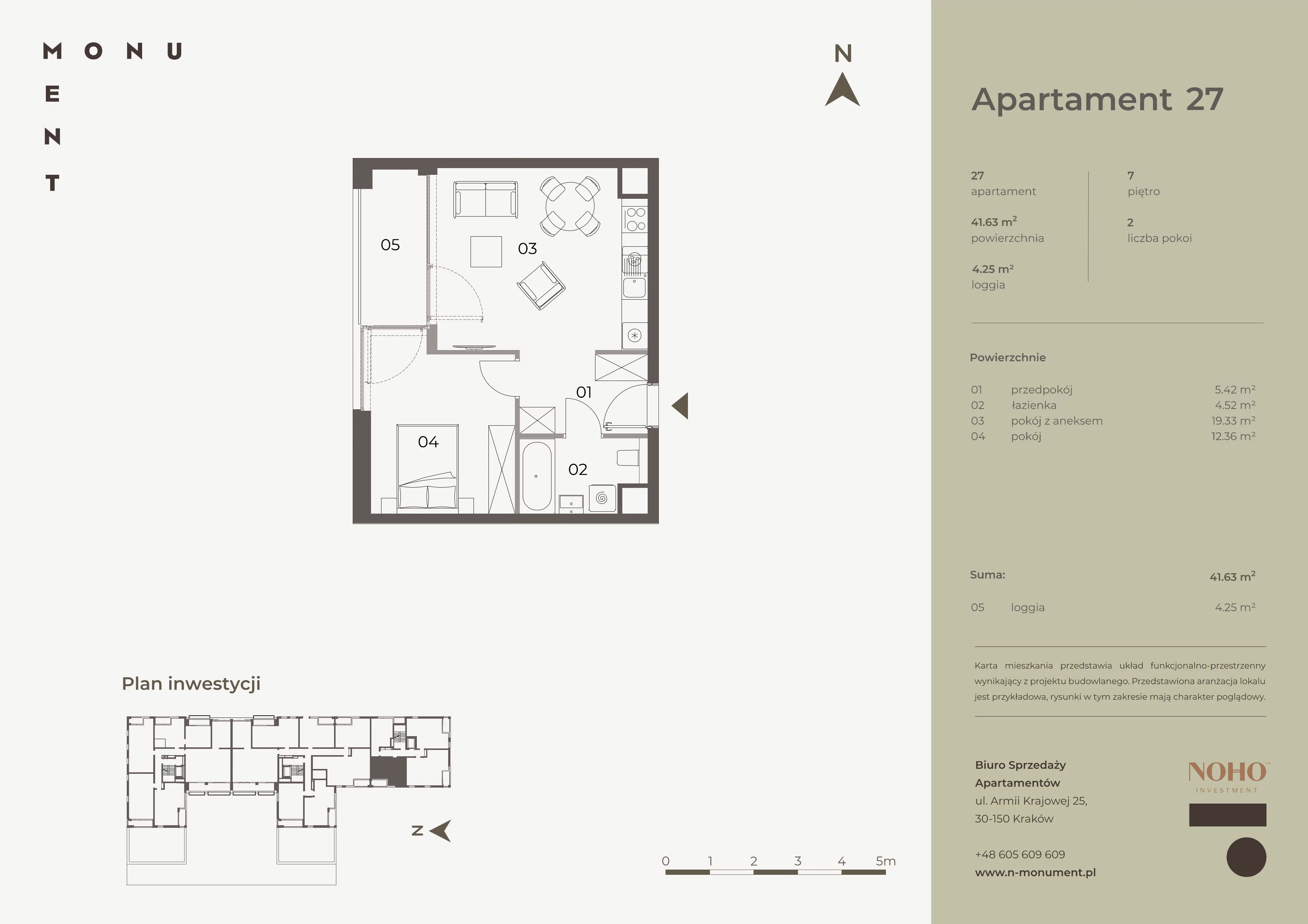 2 pokoje, mieszkanie 41,63 m², piętro 7, oferta nr 27, Monument, Kraków, Prądnik Biały, Azory, ul. Wybickiego 6