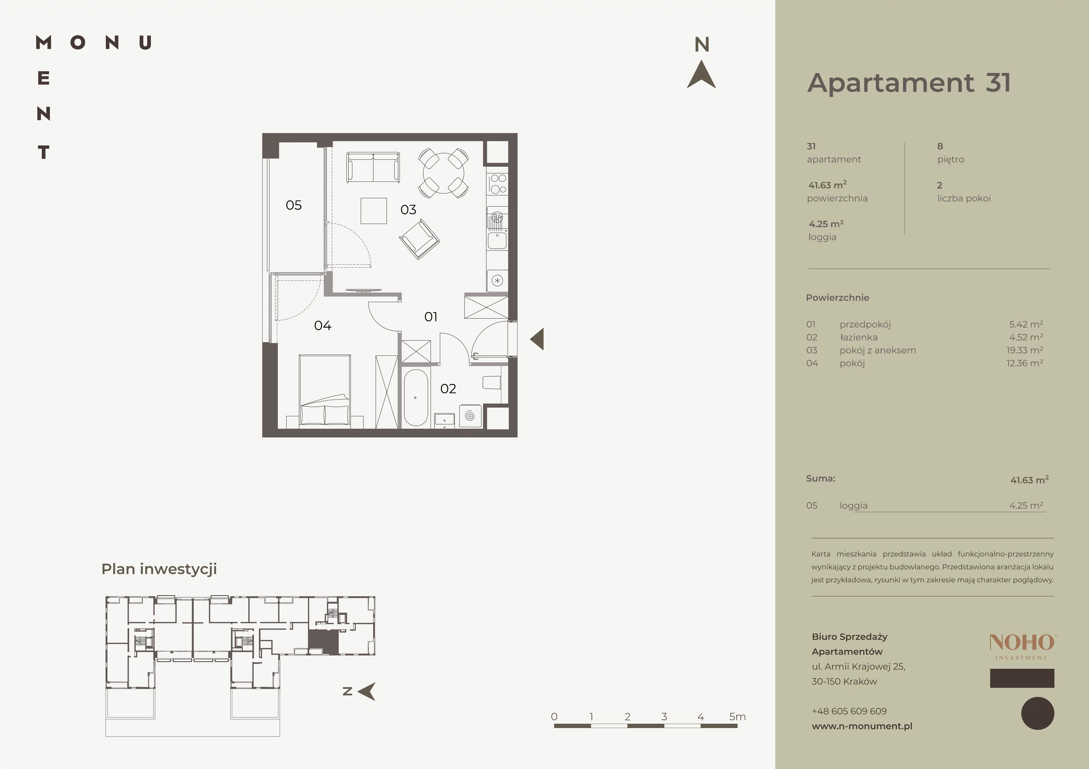 2 pokoje, mieszkanie 41,63 m², piętro 8, oferta nr 31, Monument, Kraków, Prądnik Biały, Azory, ul. Wybickiego 6