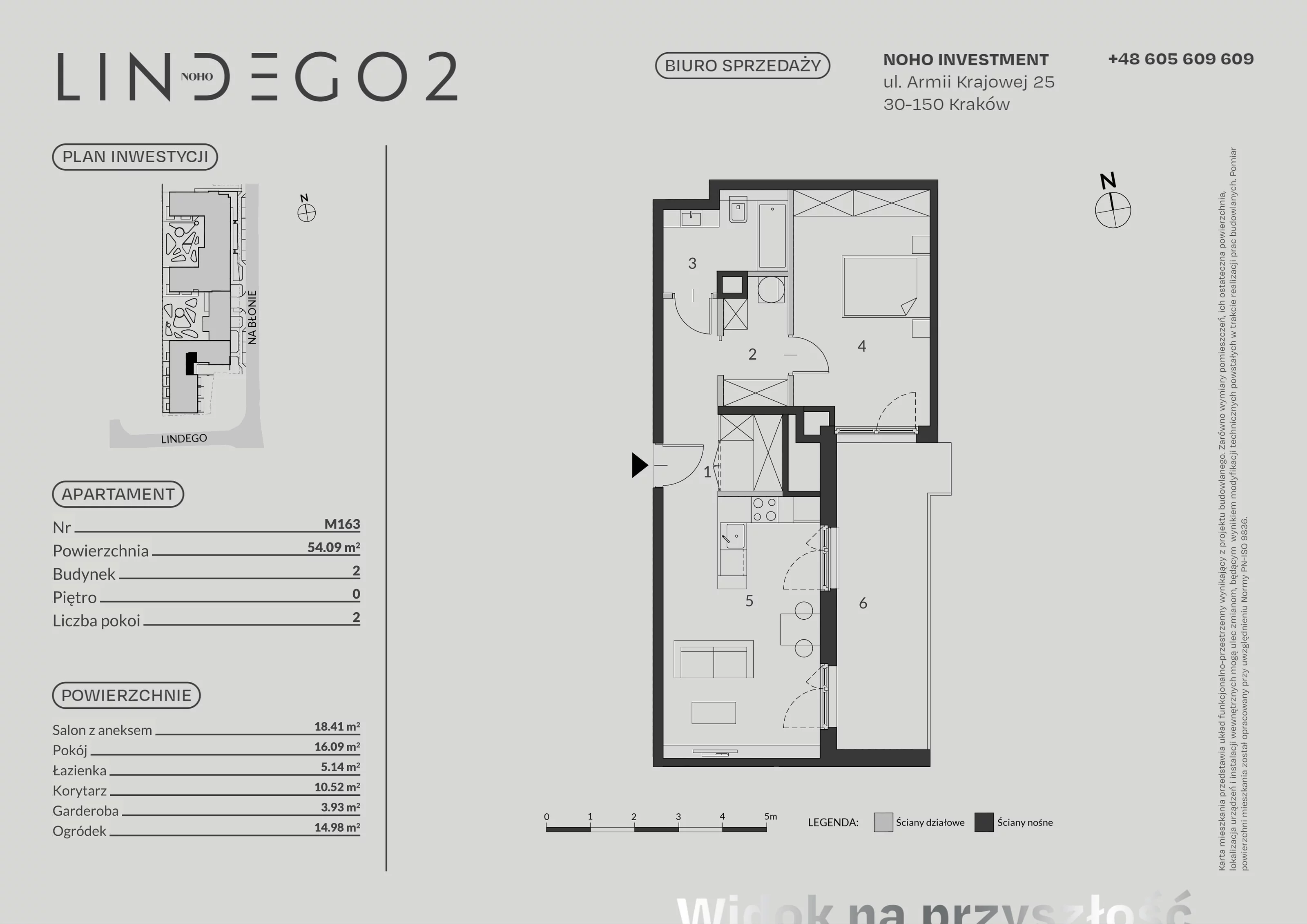 2 pokoje, apartament 54,09 m², parter, oferta nr 163, LINDEGO2, Kraków, Bronowice, ul. Lindego 2