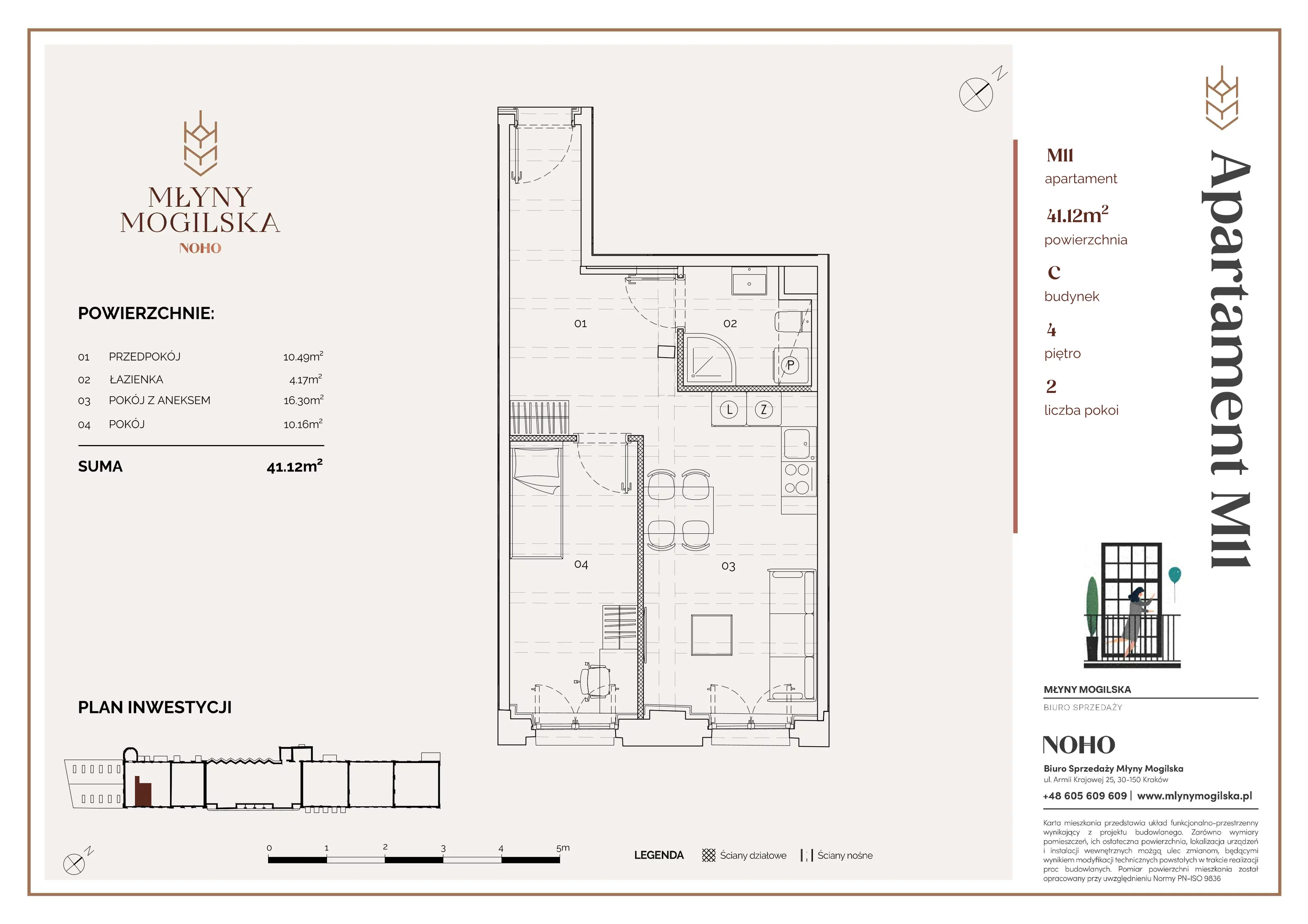 Apartament 41,12 m², piętro 4, oferta nr 11/C, Młyny Mogilska, Kraków, Prądnik Czerwony, Rakowice, ul. Mogilska