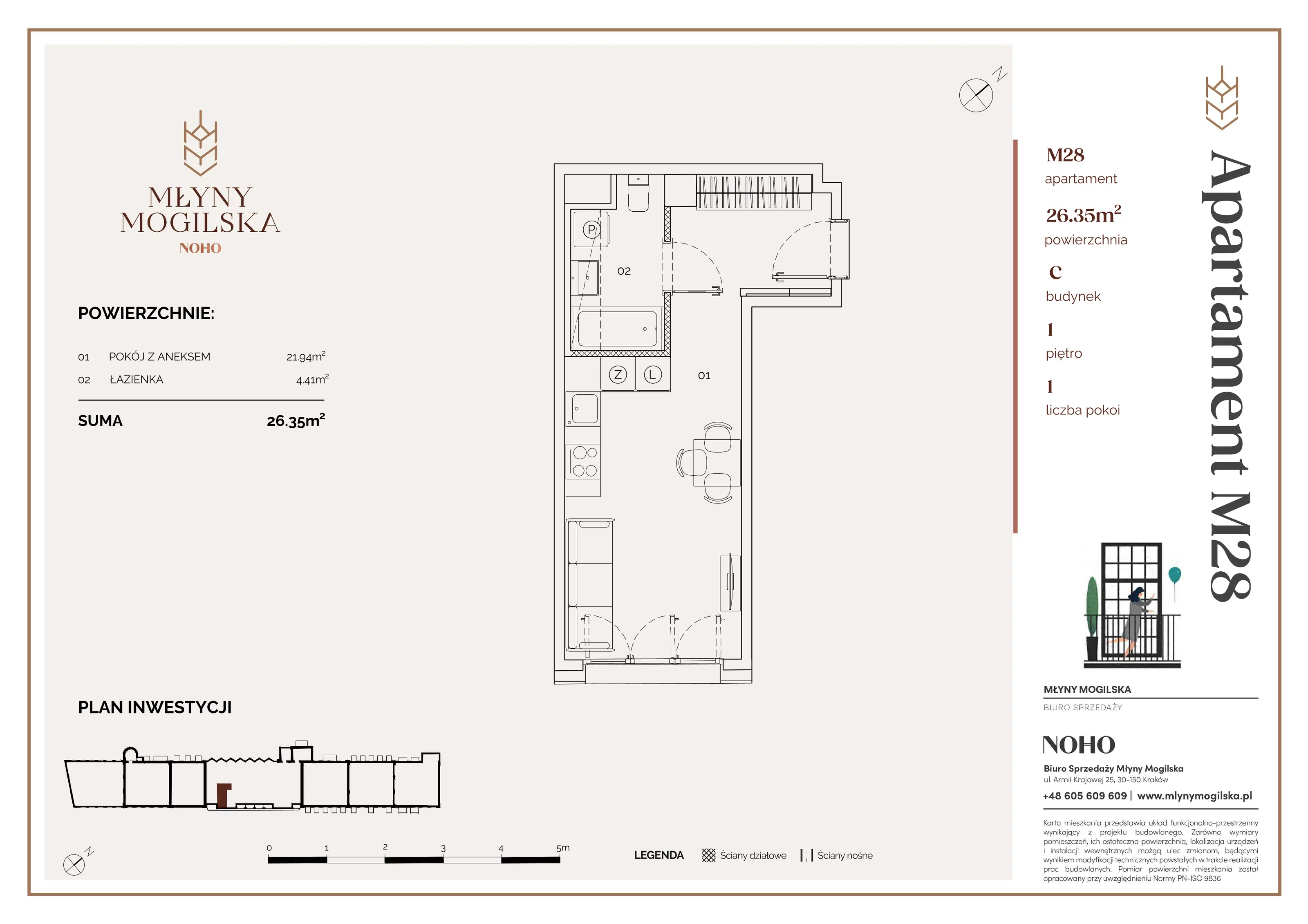 Apartament 26,35 m², piętro 1, oferta nr 28/C, Młyny Mogilska, Kraków, Prądnik Czerwony, Rakowice, ul. Mogilska