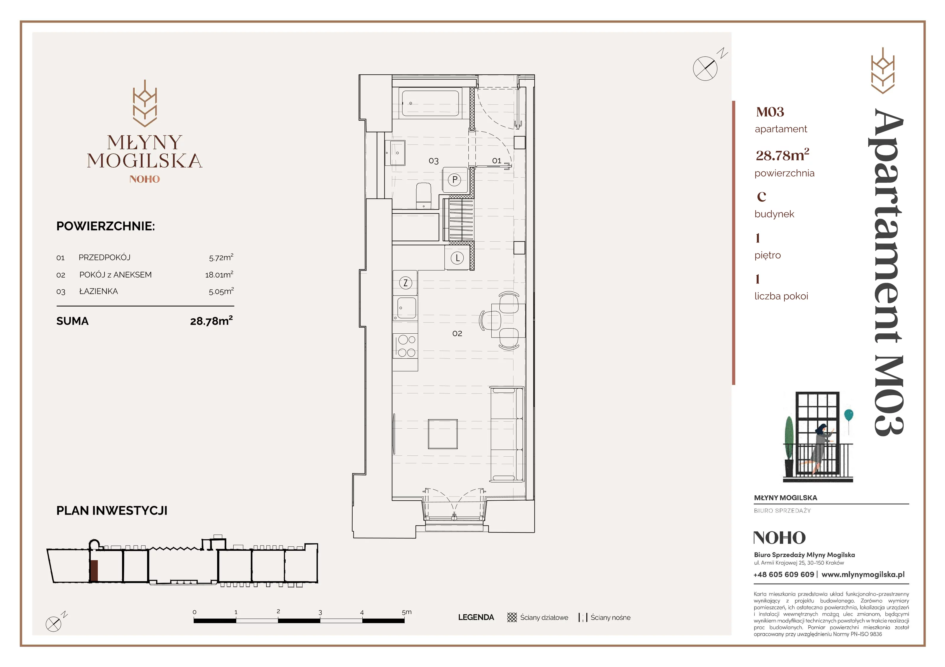 Apartament 29,07 m², piętro 1, oferta nr 3/C, Młyny Mogilska, Kraków, Prądnik Czerwony, Rakowice, ul. Mogilska