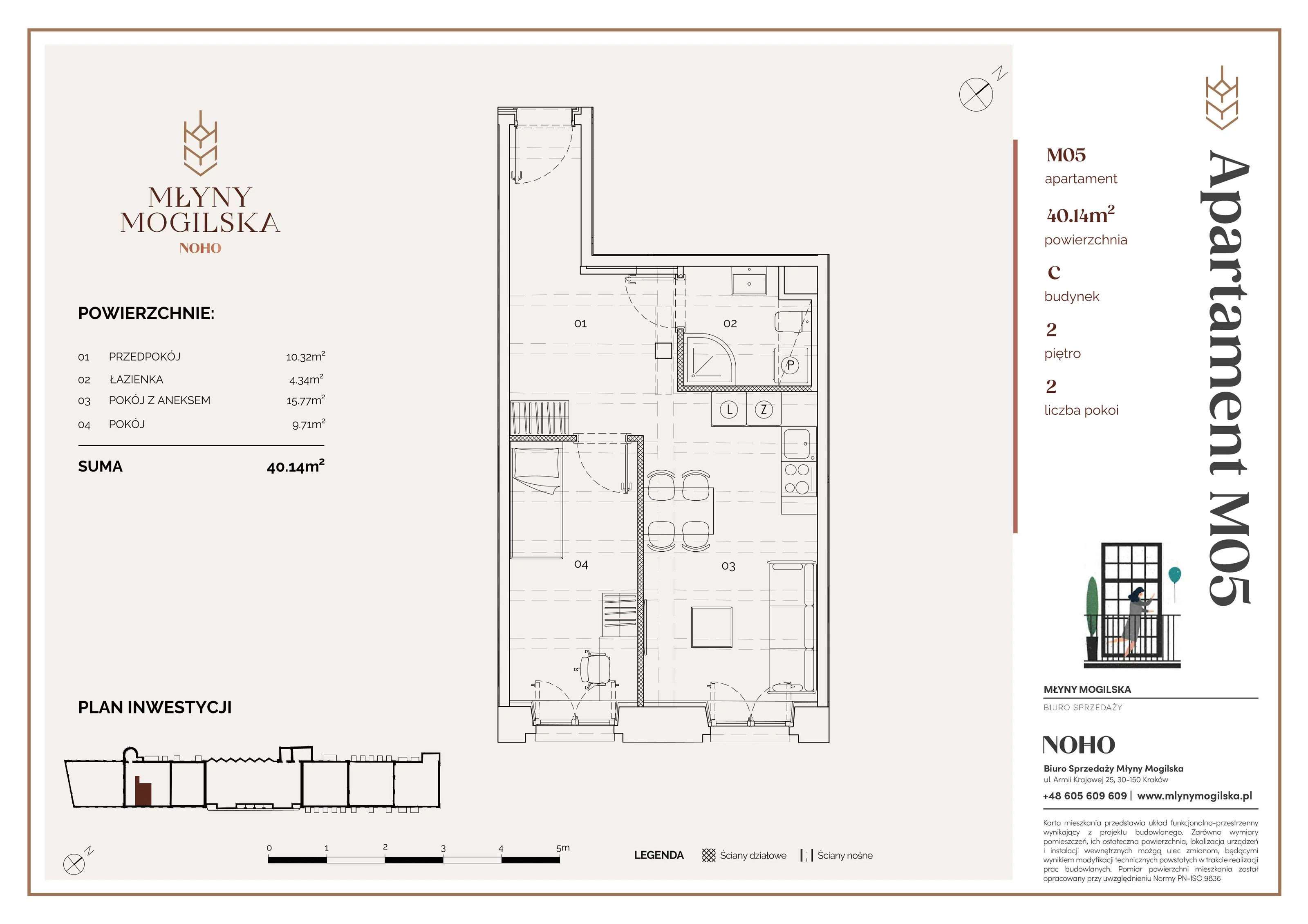 Apartament 40,09 m², piętro 2, oferta nr 5/C, Młyny Mogilska, Kraków, Prądnik Czerwony, Rakowice, ul. Mogilska