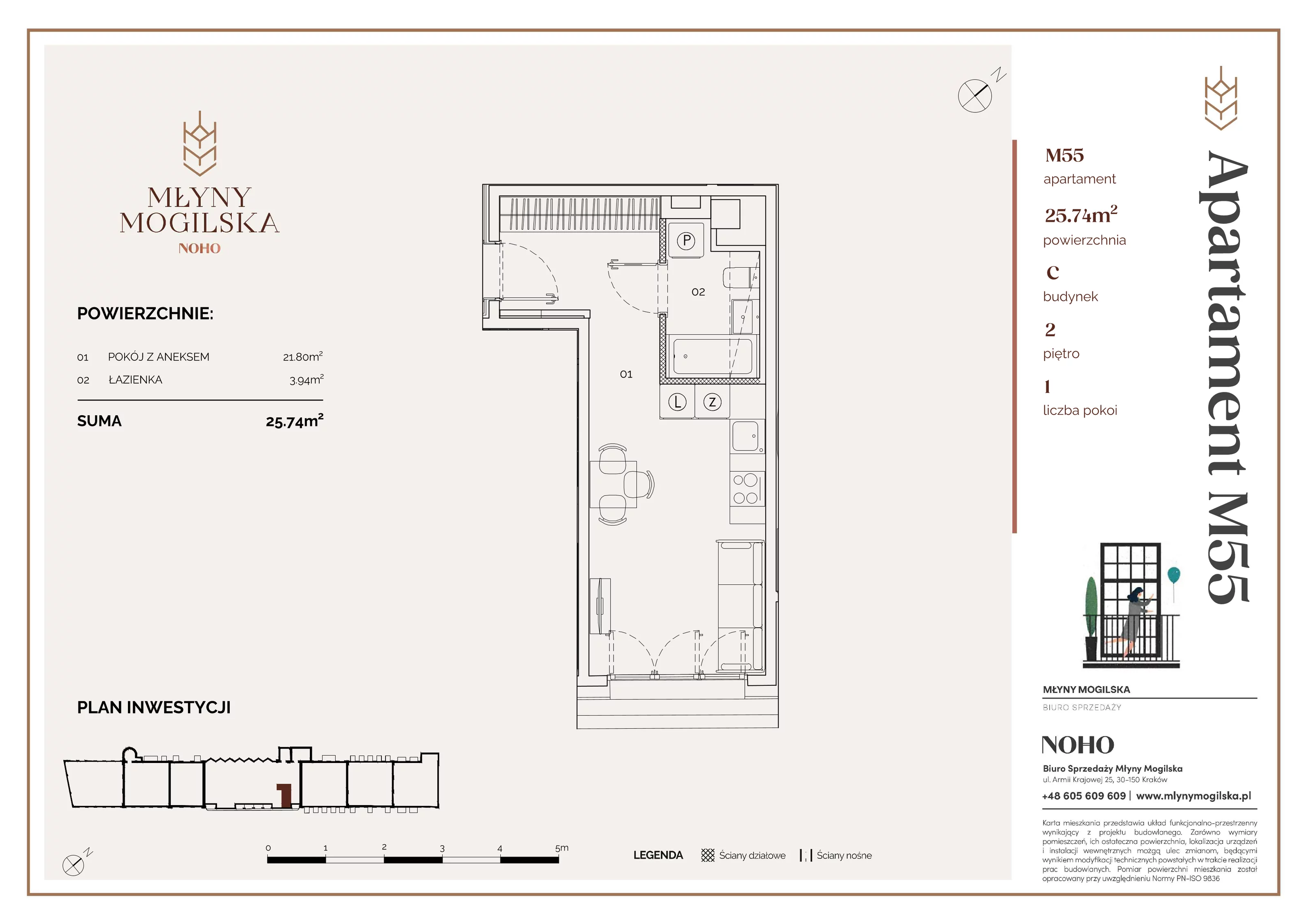 Apartament 25,74 m², piętro 2, oferta nr 55/C, Młyny Mogilska, Kraków, Prądnik Czerwony, Rakowice, ul. Mogilska