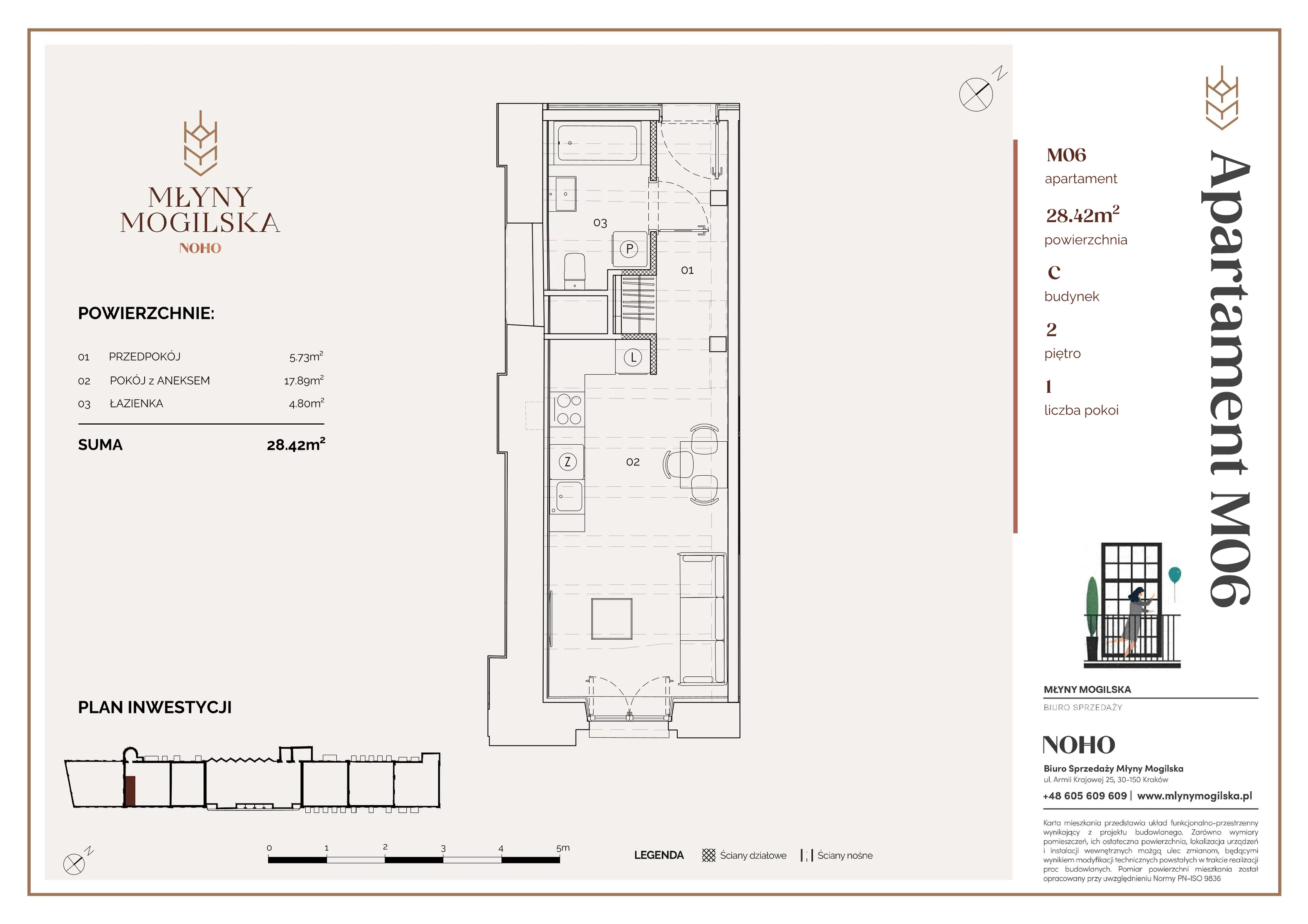 Apartament 28,42 m², piętro 2, oferta nr 6/C, Młyny Mogilska, Kraków, Prądnik Czerwony, Rakowice, ul. Mogilska