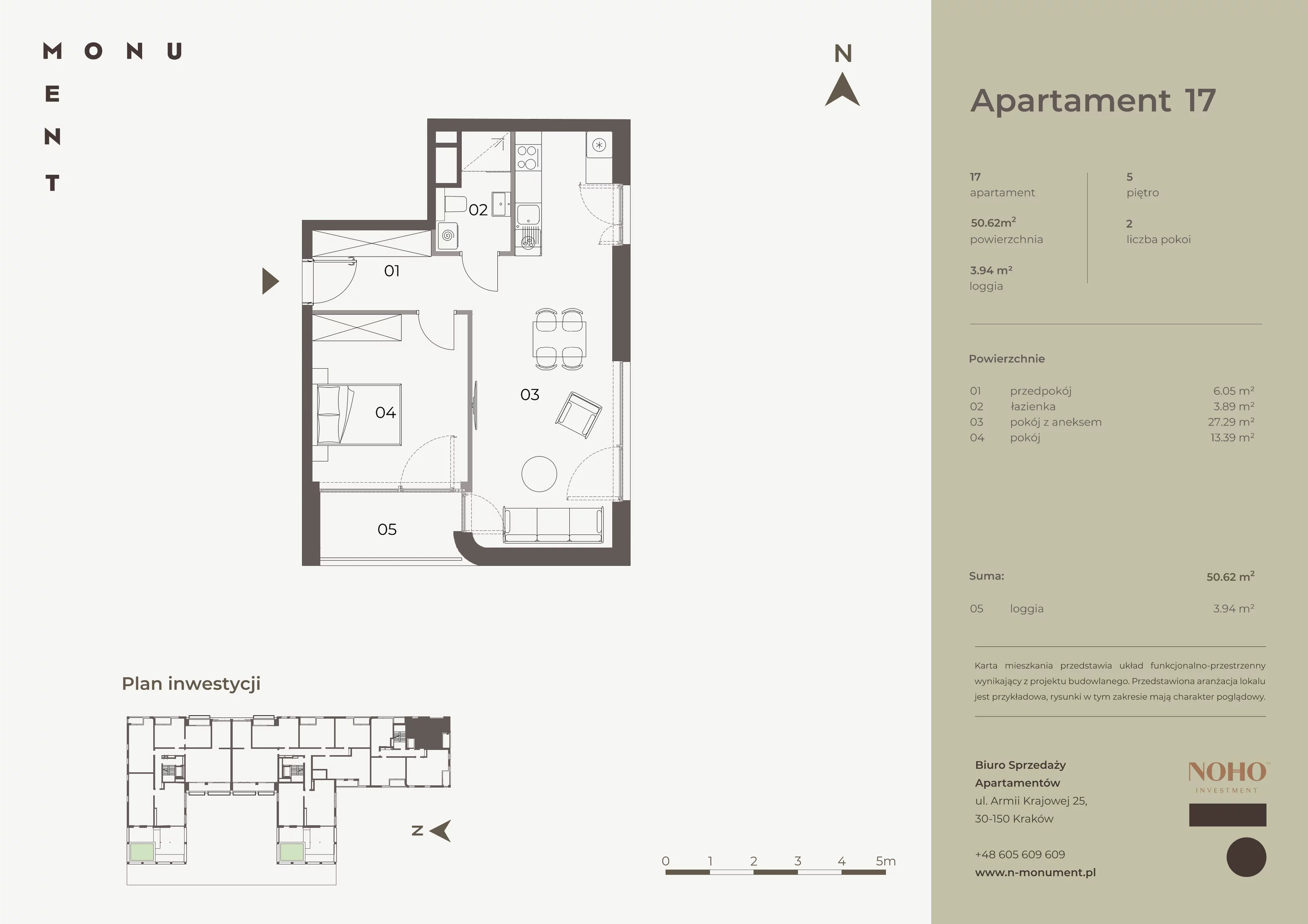 Apartament 50,62 m², piętro 5, oferta nr 17, Monument, Kraków, Prądnik Biały, Azory, ul. Wybickiego 6