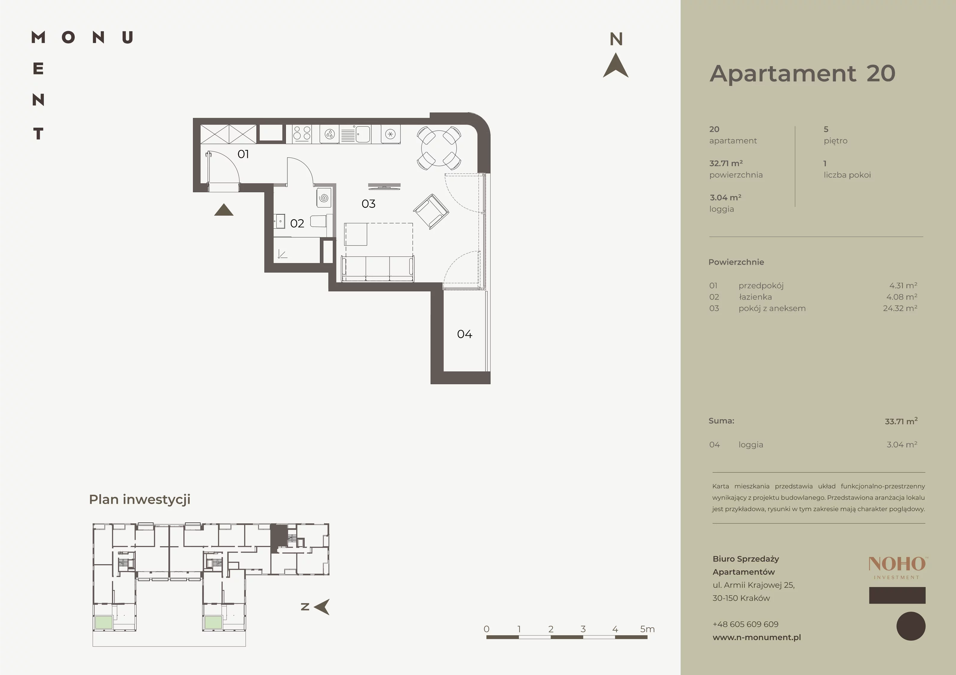 Apartament 32,71 m², piętro 5, oferta nr 20, Monument, Kraków, Prądnik Biały, Azory, ul. Wybickiego 6