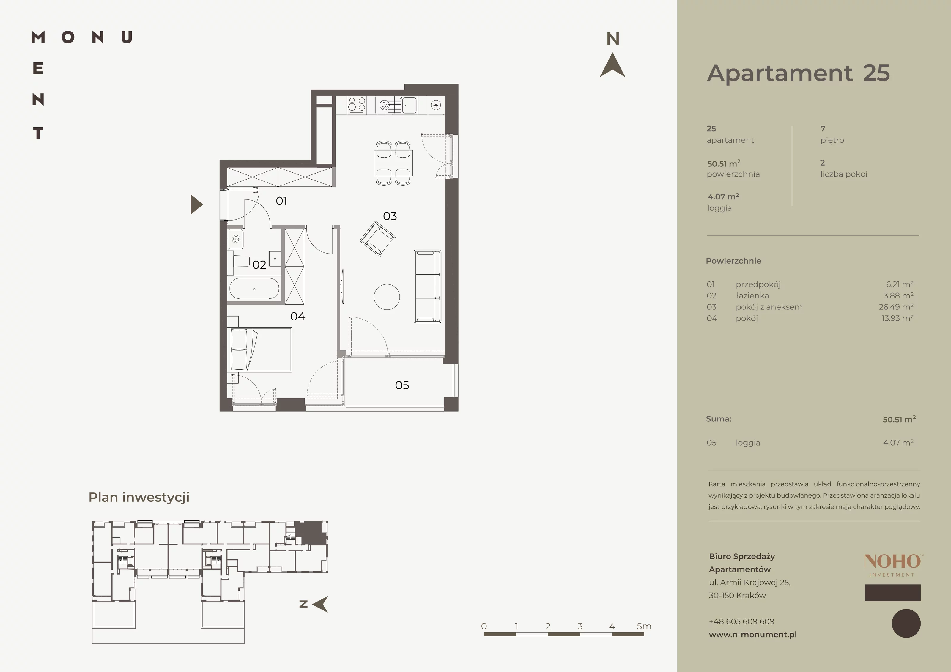 Apartament 50,51 m², piętro 7, oferta nr 25, Monument, Kraków, Prądnik Biały, Azory, ul. Wybickiego 6