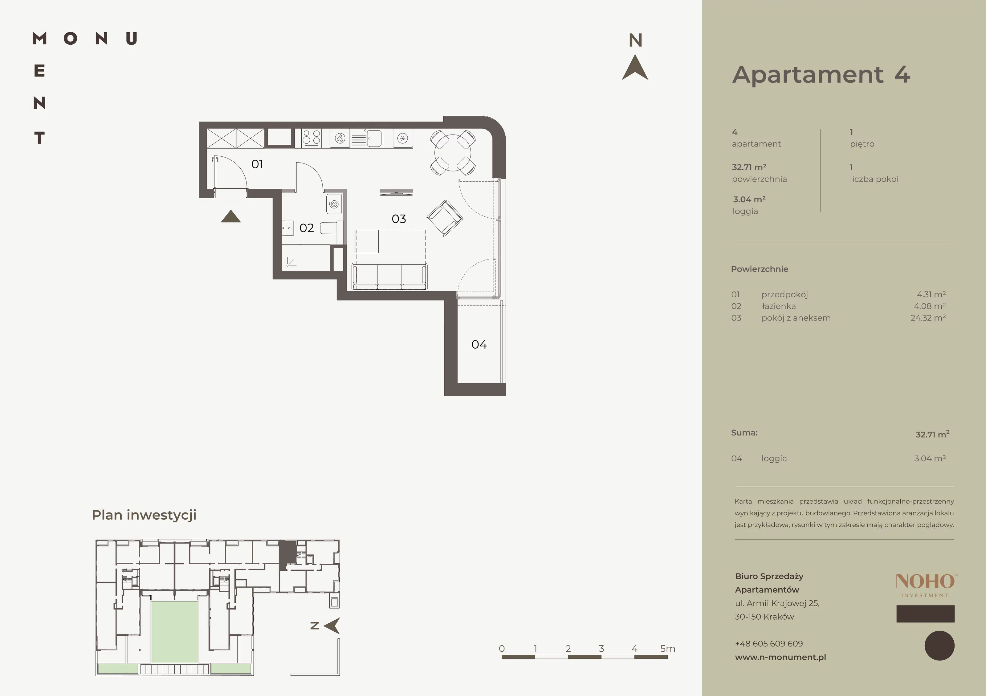 Apartament 32,71 m², piętro 1, oferta nr 4, Monument, Kraków, Prądnik Biały, Azory, ul. Wybickiego 6