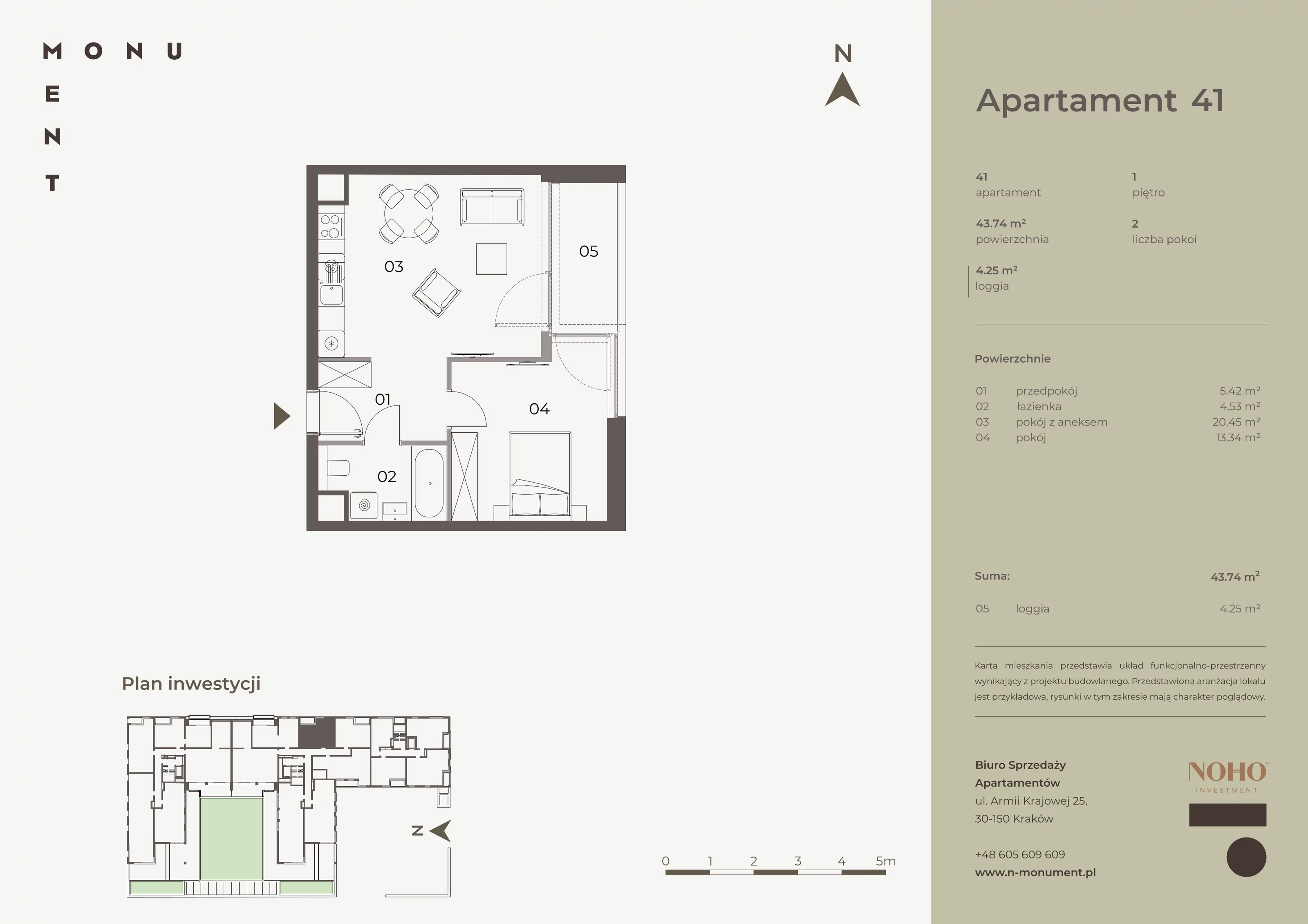 Apartament 43,74 m², piętro 1, oferta nr 41, Monument, Kraków, Prądnik Biały, Azory, ul. Wybickiego 6