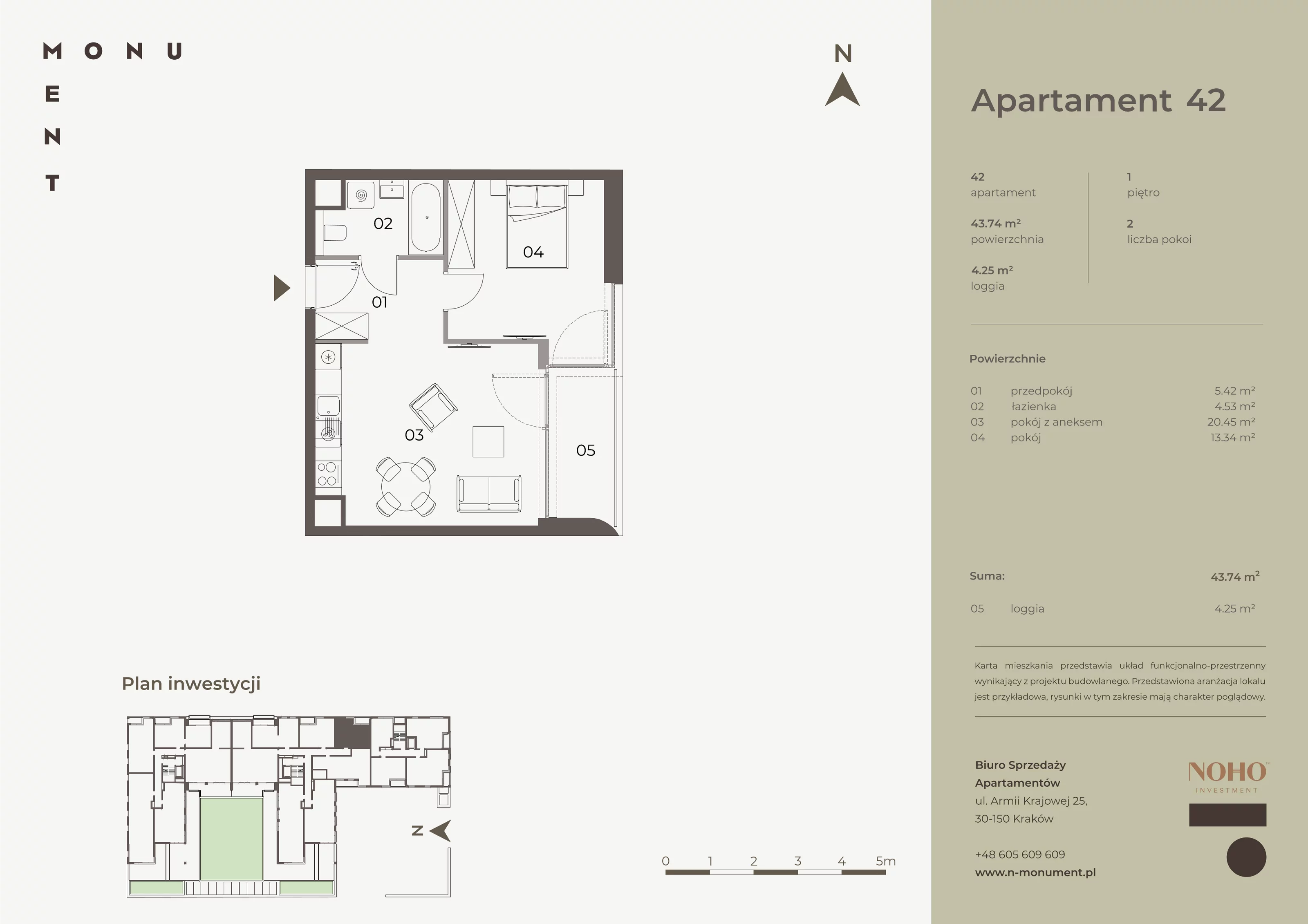 Apartament 43,74 m², piętro 1, oferta nr 42, Monument, Kraków, Prądnik Biały, Azory, ul. Wybickiego 6