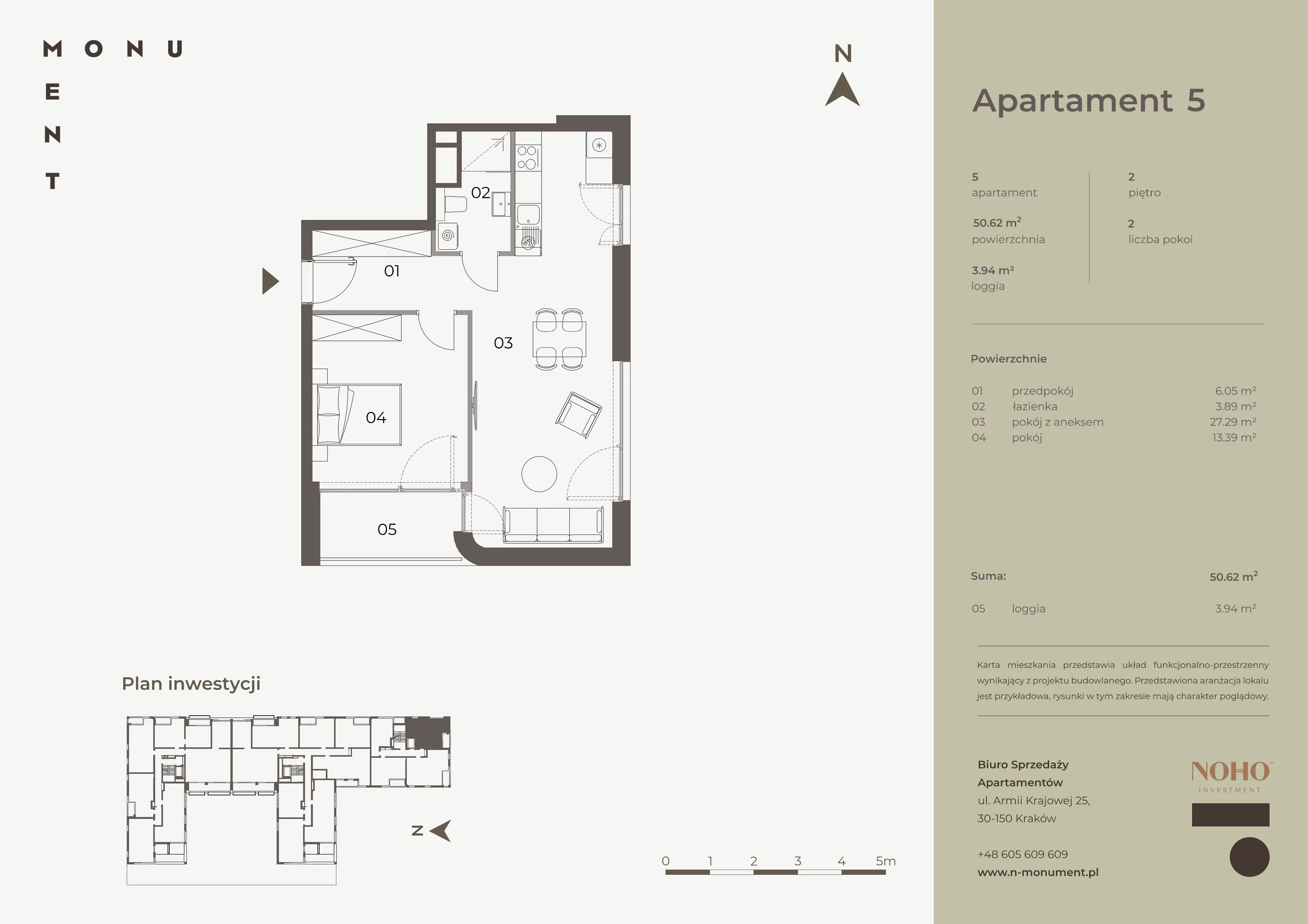 Apartament 50,62 m², piętro 2, oferta nr 5, Monument, Kraków, Prądnik Biały, Azory, ul. Wybickiego 6