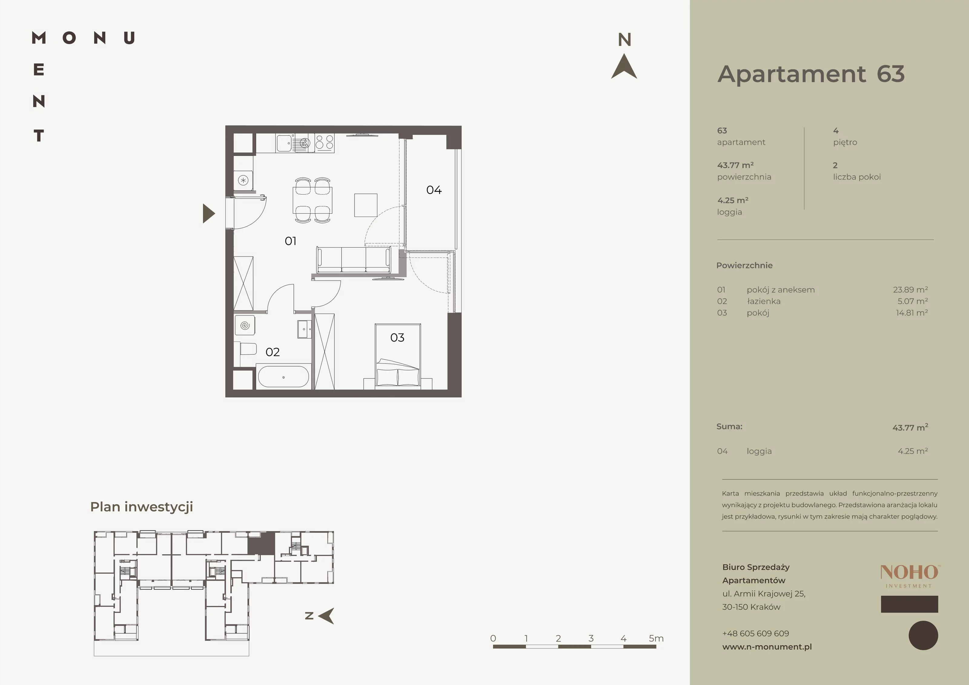 Apartament 43,77 m², piętro 4, oferta nr 63, Monument, Kraków, Prądnik Biały, Azory, ul. Wybickiego 6