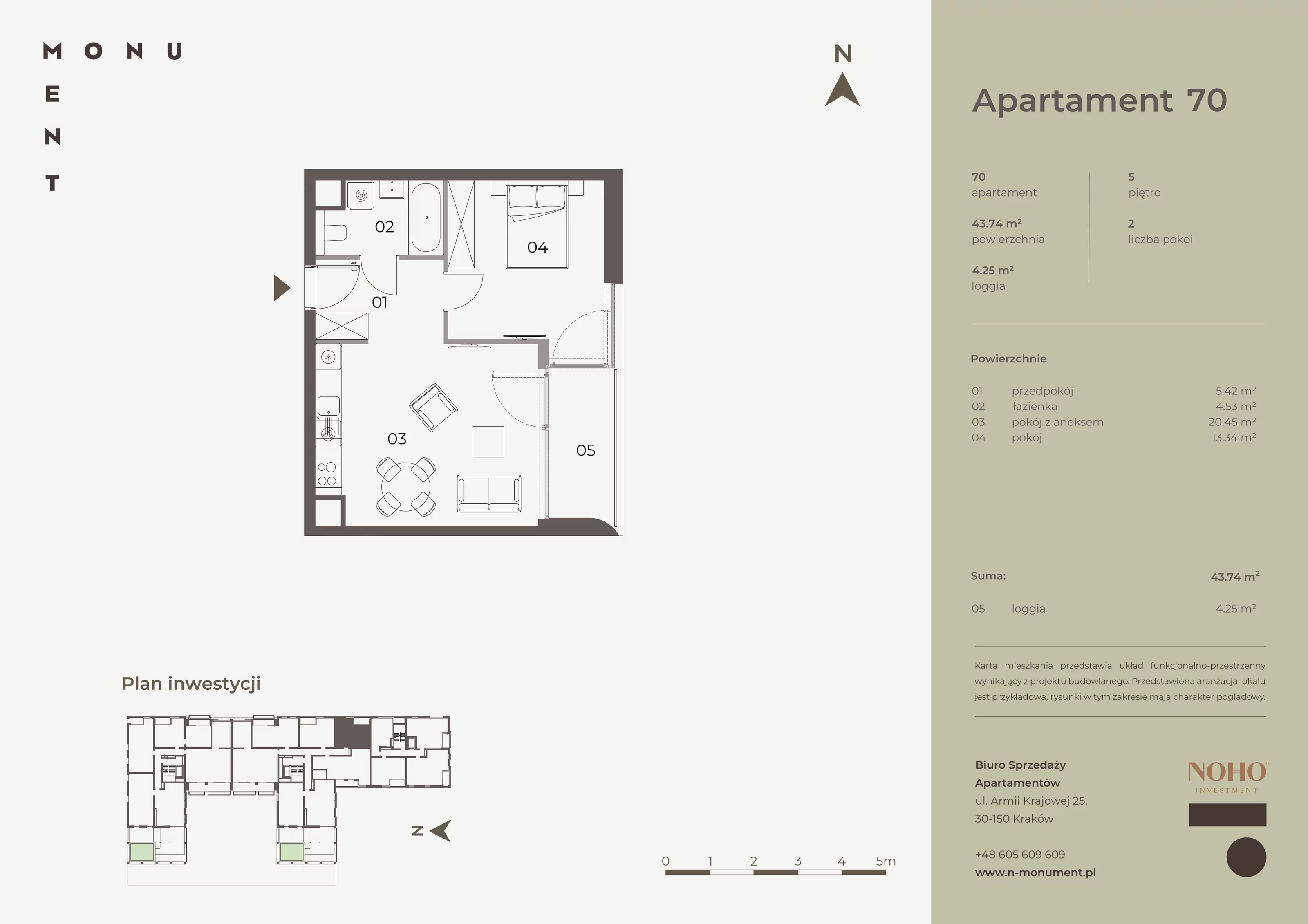 Apartament 43,74 m², piętro 5, oferta nr 70, Monument, Kraków, Prądnik Biały, Azory, ul. Wybickiego 6