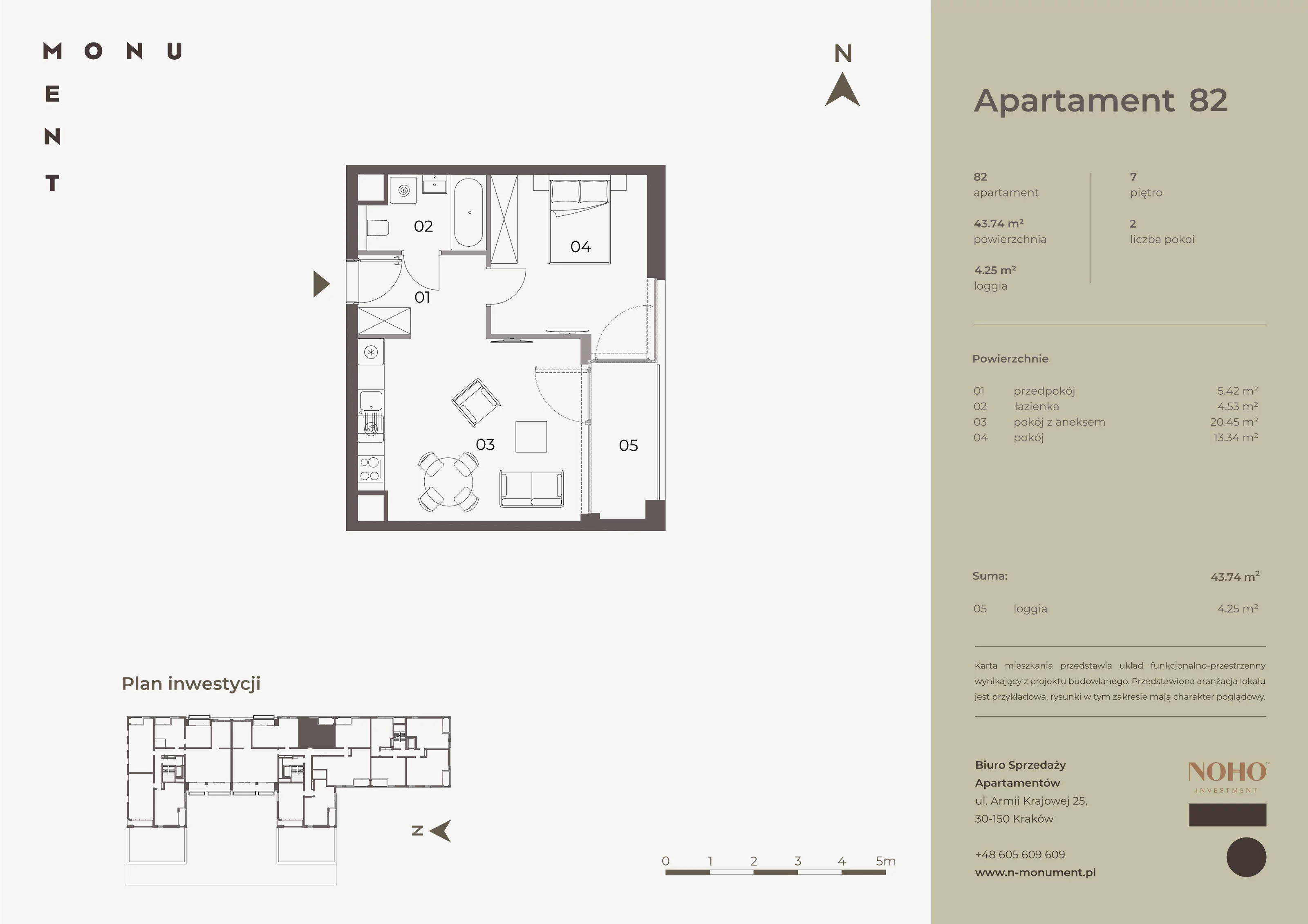 Apartament 43,74 m², piętro 7, oferta nr 82, Monument, Kraków, Prądnik Biały, Azory, ul. Wybickiego 6