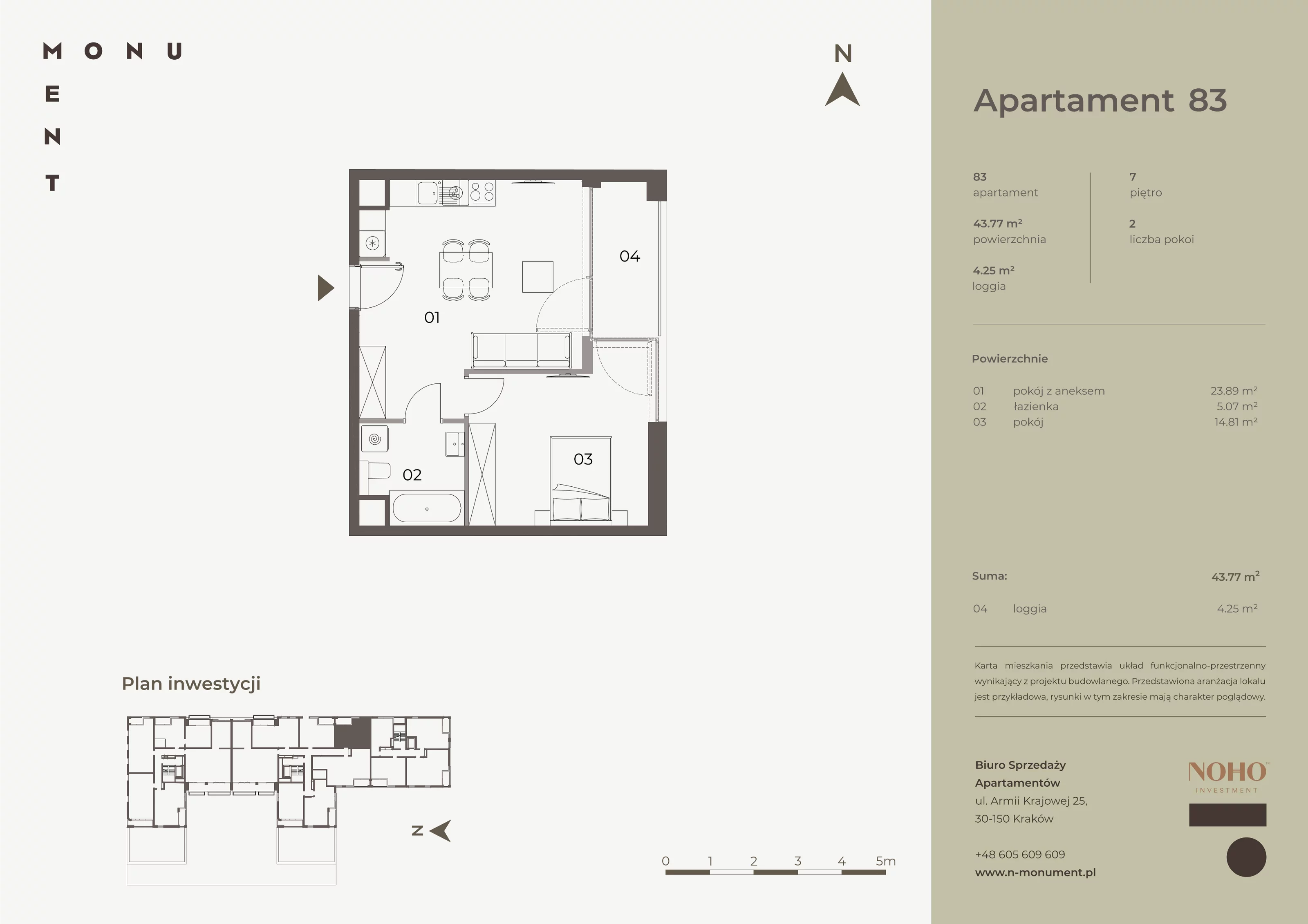 Apartament 43,77 m², piętro 7, oferta nr 83, Monument, Kraków, Prądnik Biały, Azory, ul. Wybickiego 6