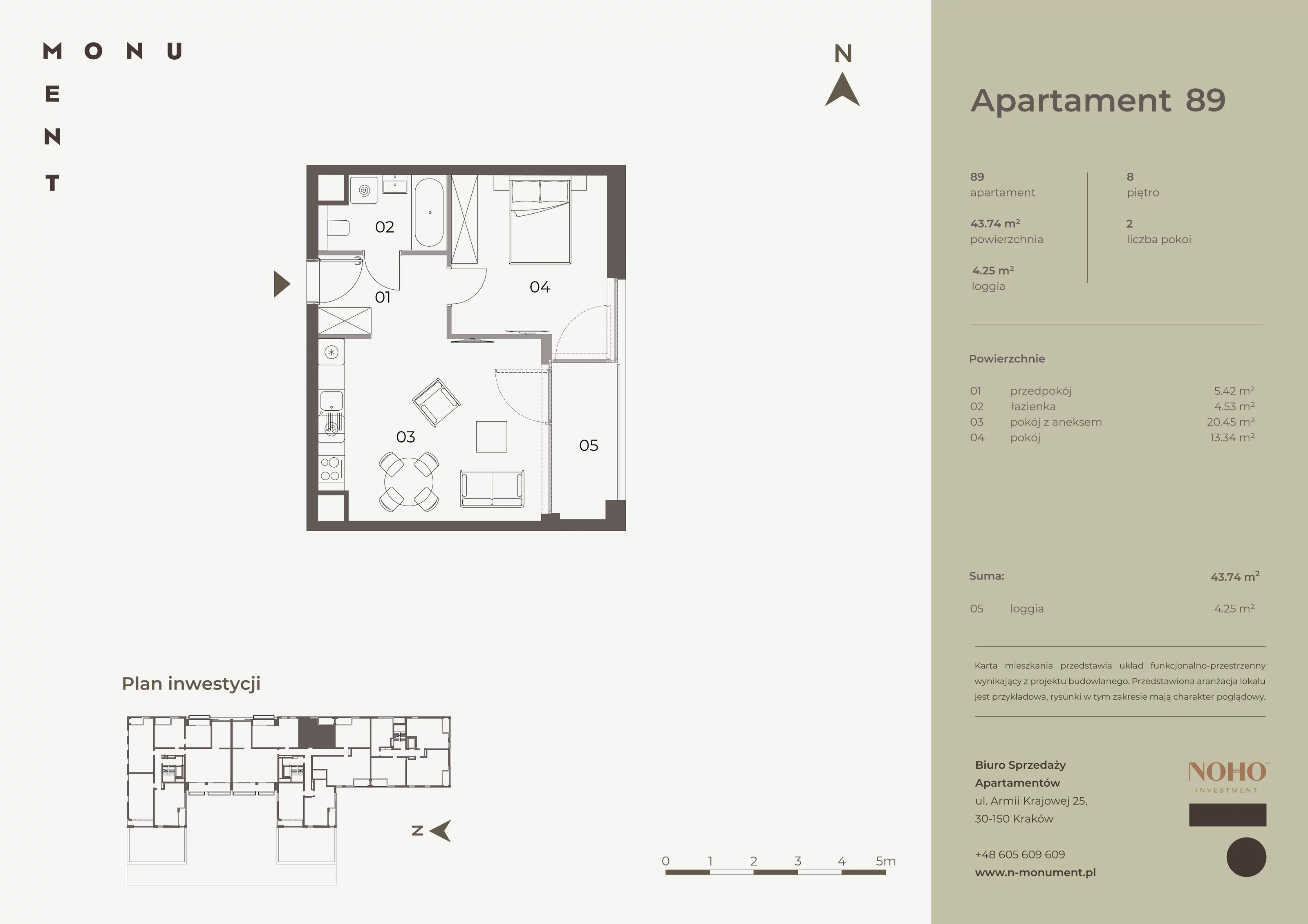 Apartament 43,74 m², piętro 8, oferta nr 89, Monument, Kraków, Prądnik Biały, Azory, ul. Wybickiego 6