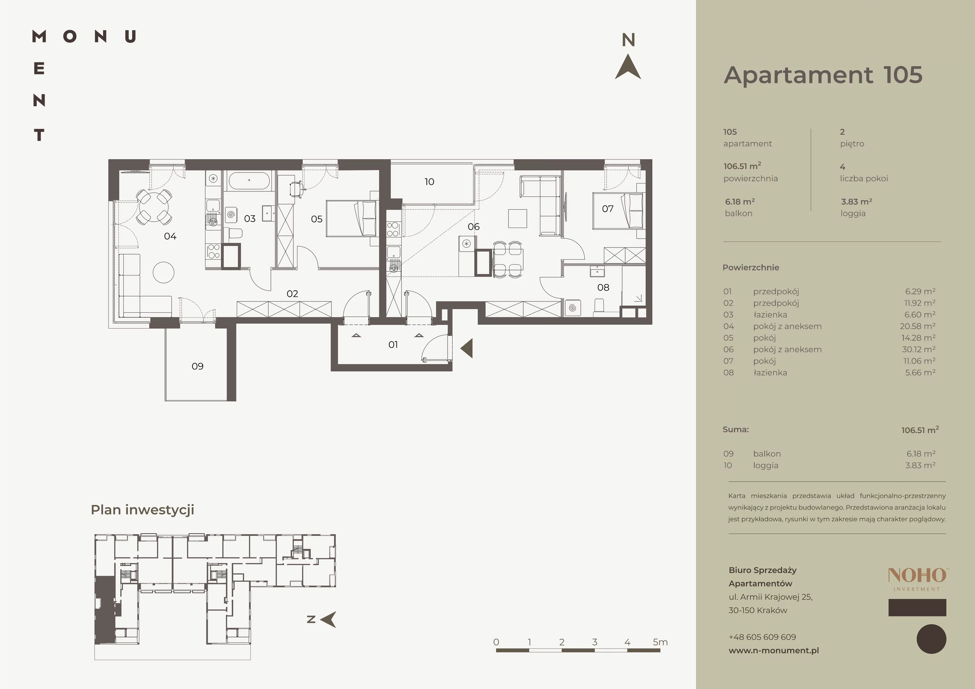 2 pokoje, apartament 106,51 m², piętro 2, oferta nr 105, Monument, Kraków, Prądnik Biały, Azory, ul. Wybickiego 6