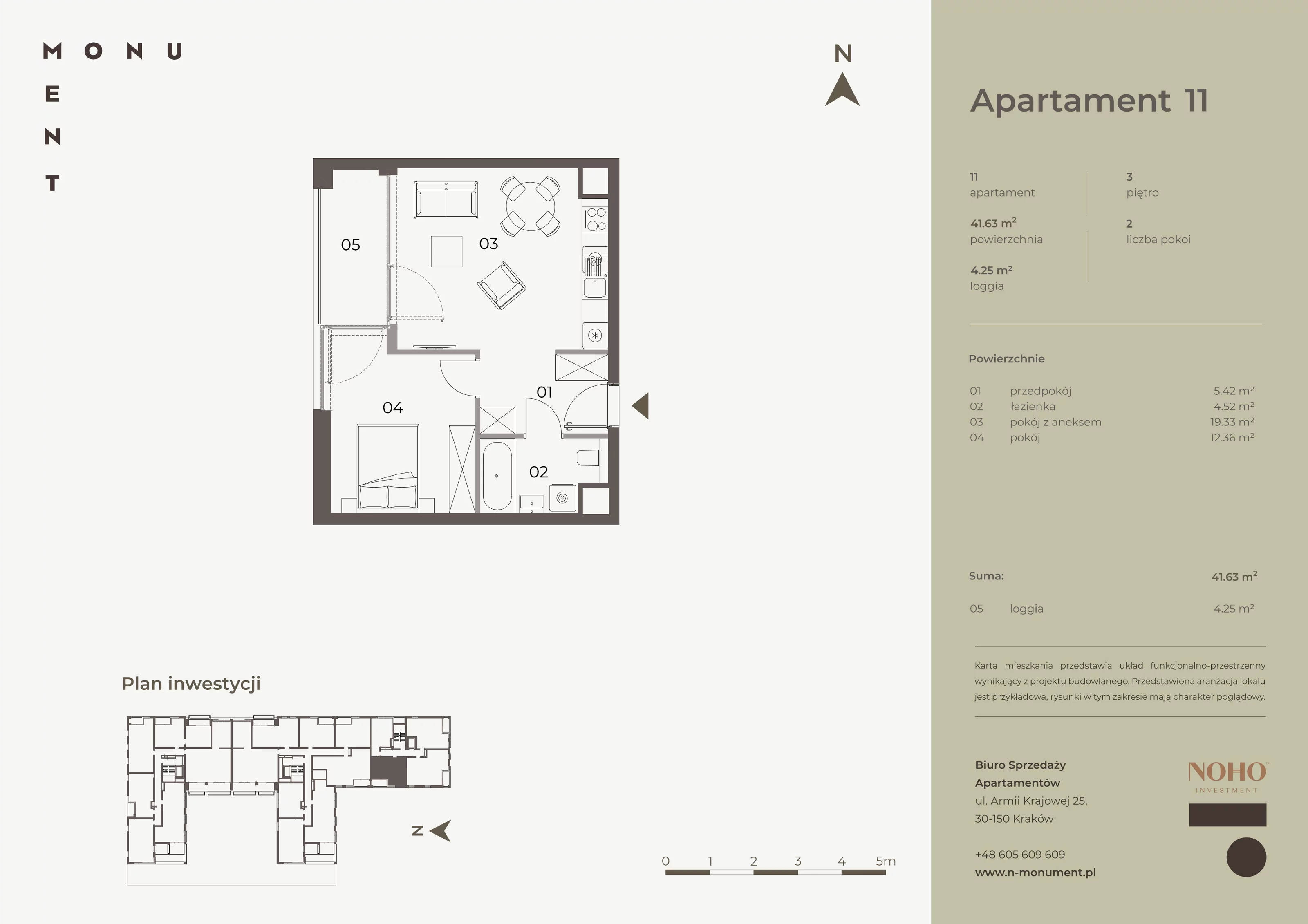 2 pokoje, apartament 41,63 m², piętro 3, oferta nr 11, Monument, Kraków, Prądnik Biały, Azory, ul. Wybickiego 6