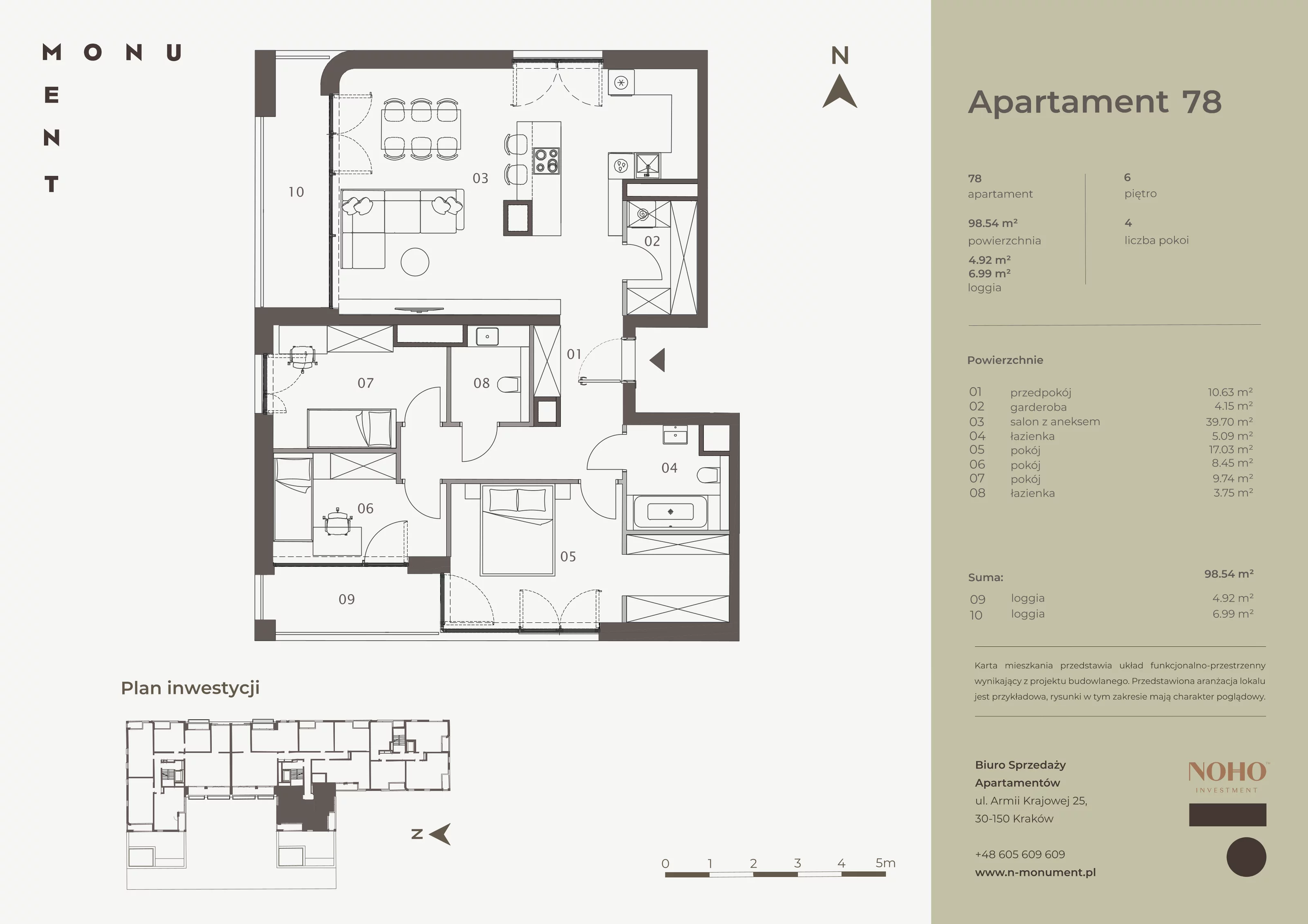 3 pokoje, apartament 98,54 m², piętro 6, oferta nr 78, Monument, Kraków, Prądnik Biały, Azory, ul. Wybickiego 6