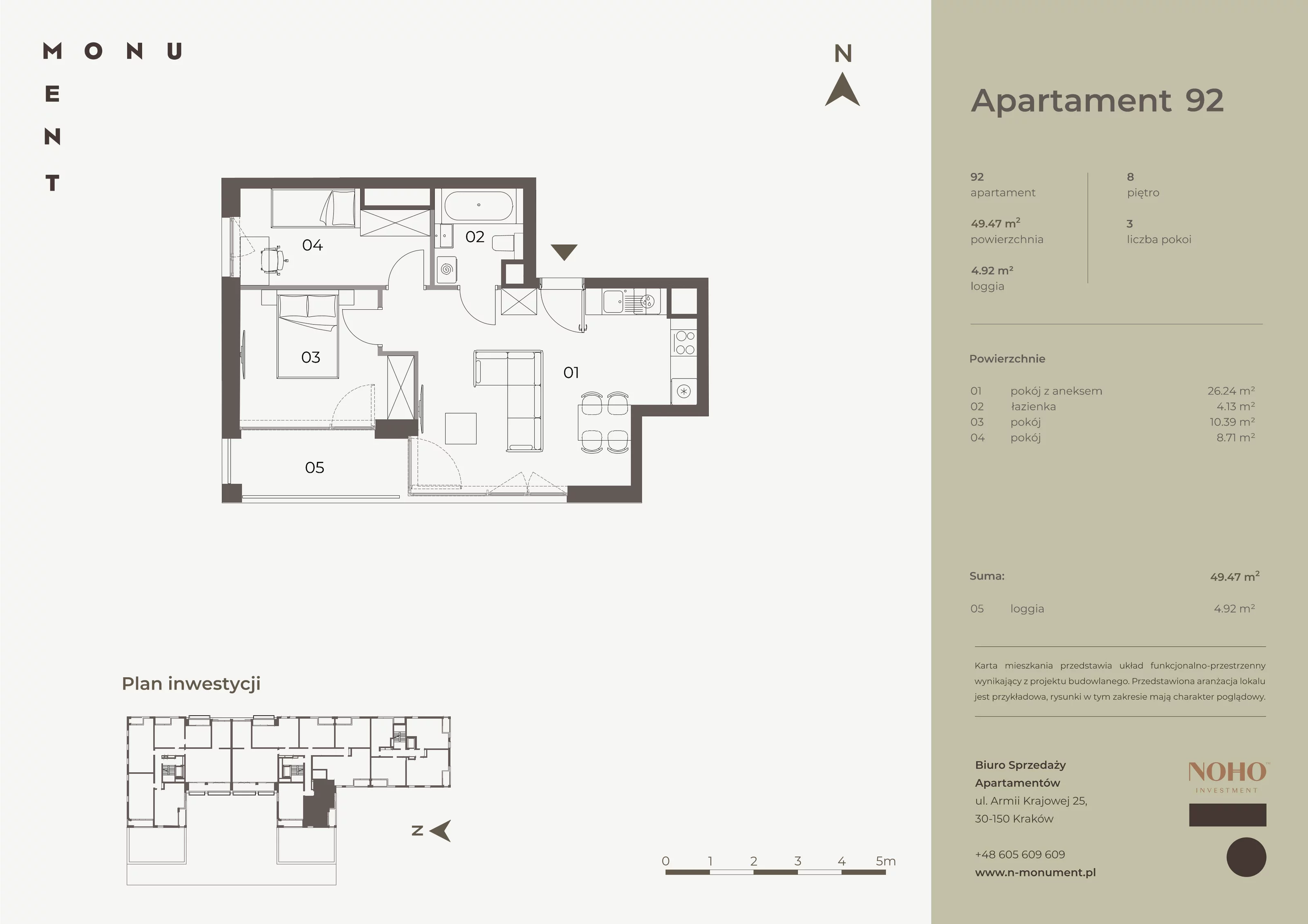 3 pokoje, apartament 49,47 m², piętro 8, oferta nr 92, Monument, Kraków, Prądnik Biały, Azory, ul. Wybickiego 6