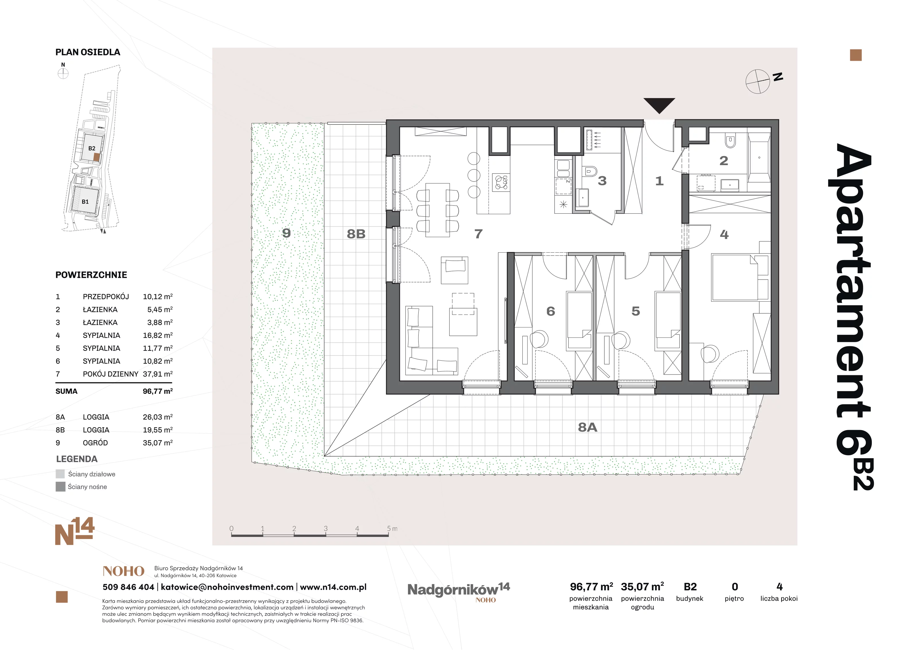 4 pokoje, apartament 97,99 m², parter, oferta nr 6, Nadgórników 14, Katowice, Bogucice, ul. Nadgórników 14