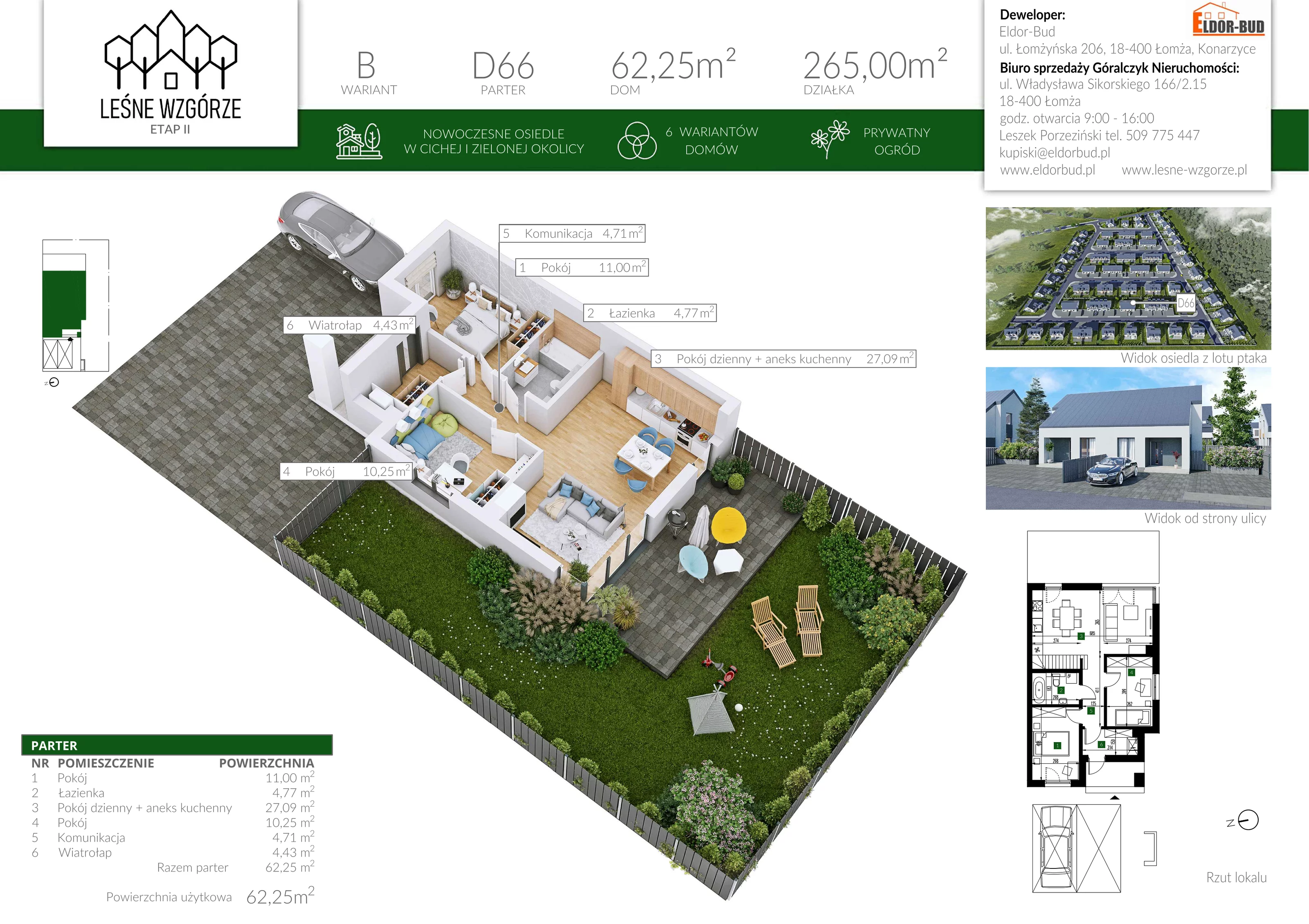 Dom 62,25 m², oferta nr D66, Leśne Wzgórze, Stare Kupiski, ul. Świerkowa