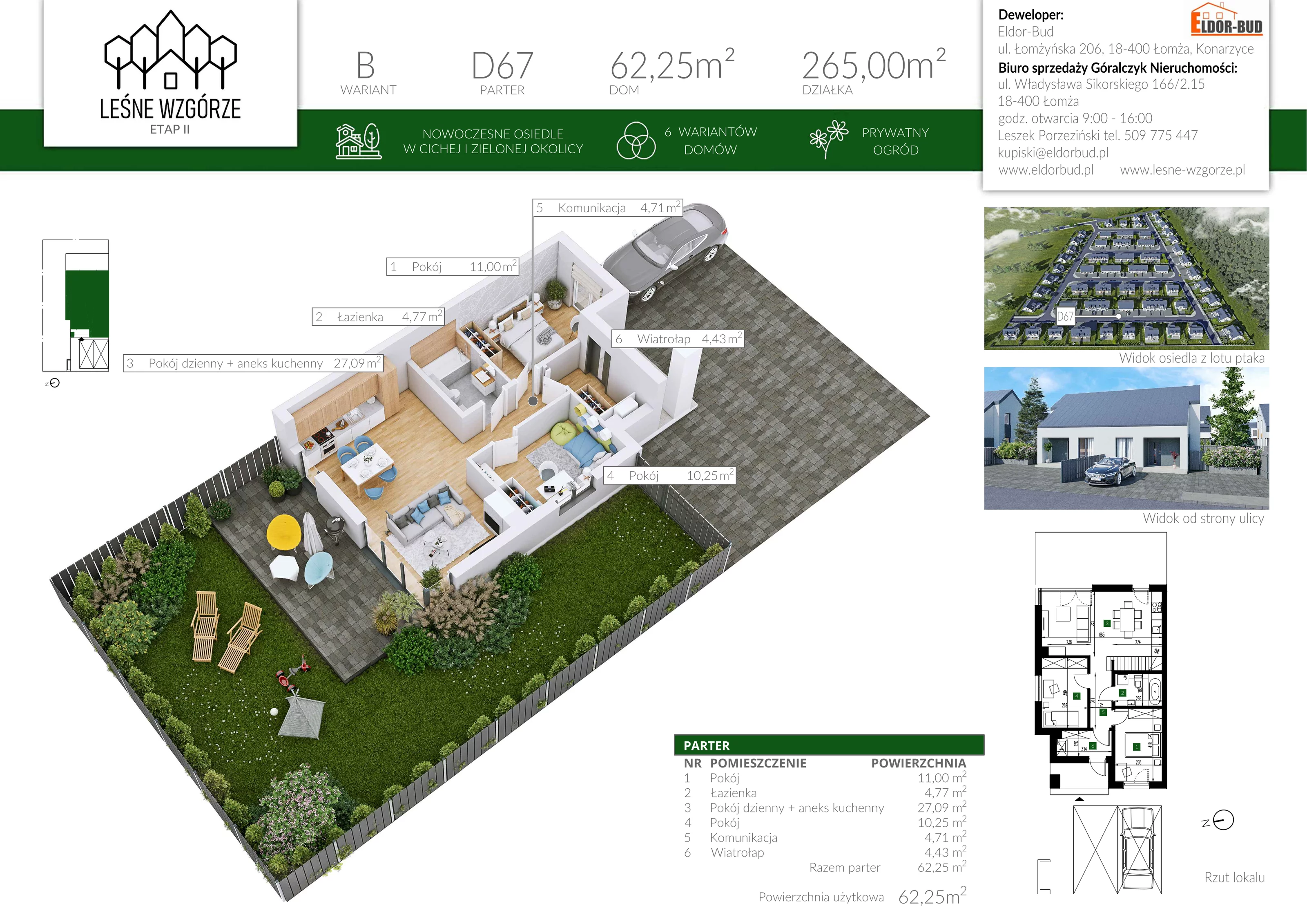 Dom 62,25 m², oferta nr D67, Leśne Wzgórze, Stare Kupiski, ul. Świerkowa