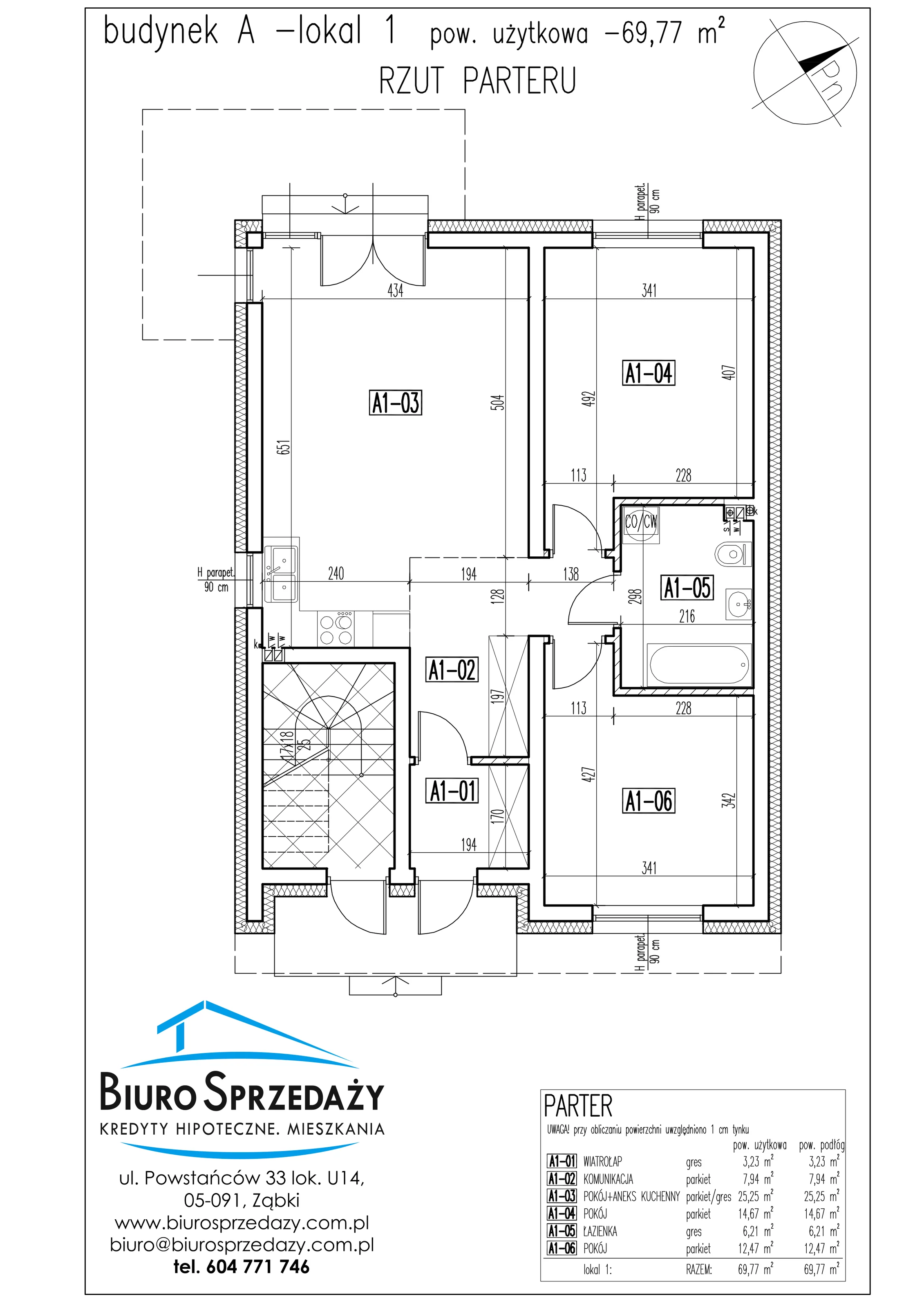 Mieszkanie 69,77 m², parter, oferta nr A1, Osiedle Słowackiego, Radzymin, ul. Słowackiego