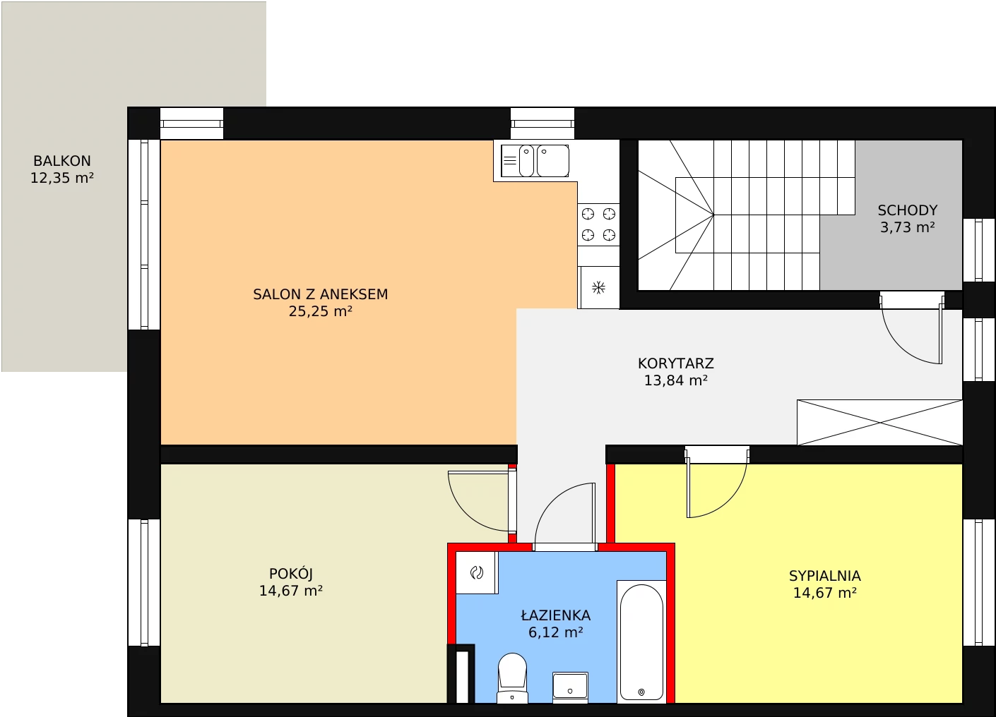 Mieszkanie 81,53 m², piętro 1, oferta nr C2, Osiedle Słowackiego, Radzymin, ul. Słowackiego