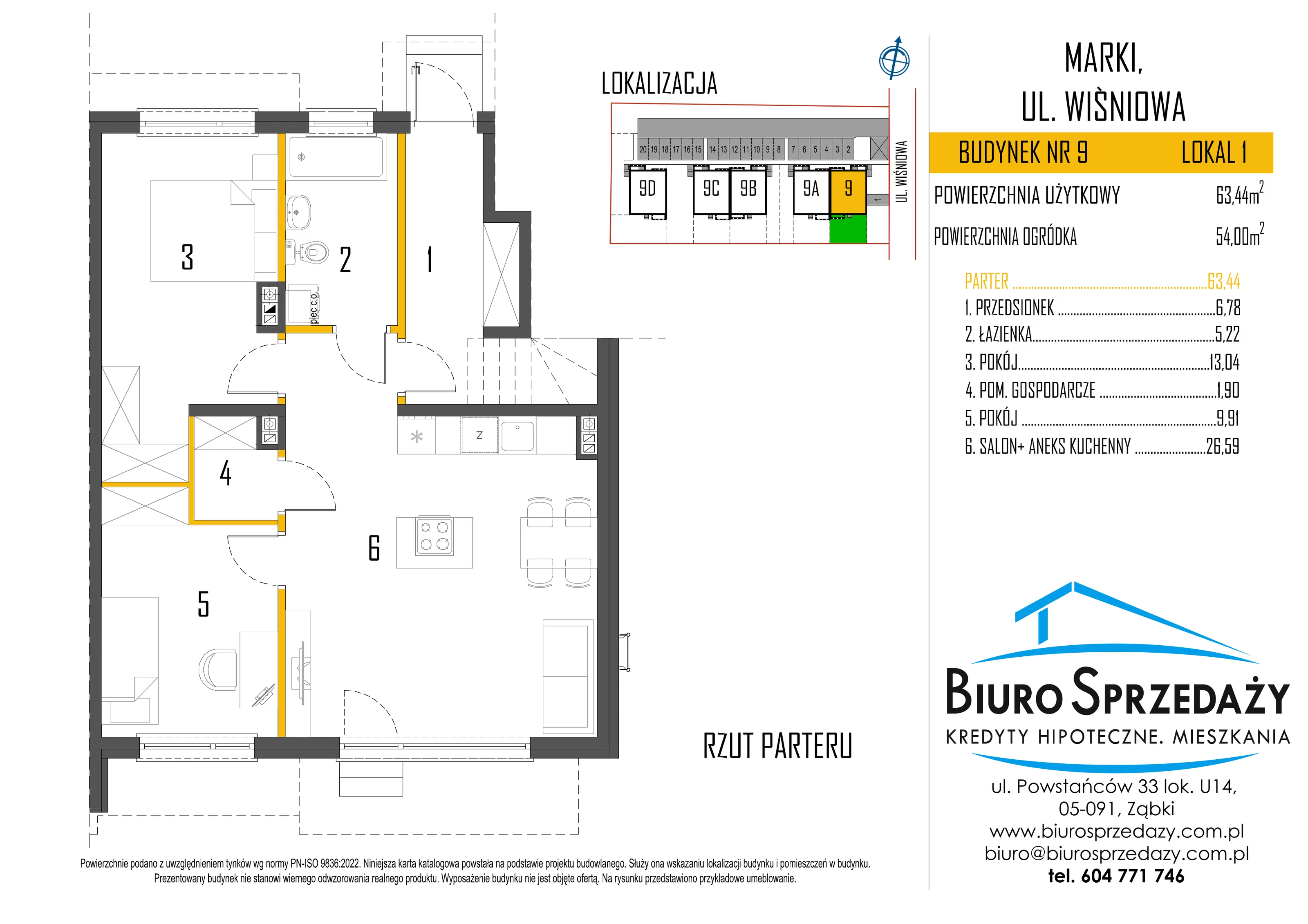 Mieszkanie 63,44 m², parter, oferta nr 9/1, Osiedle Cherry, Marki, ul. Wiśniowa 9