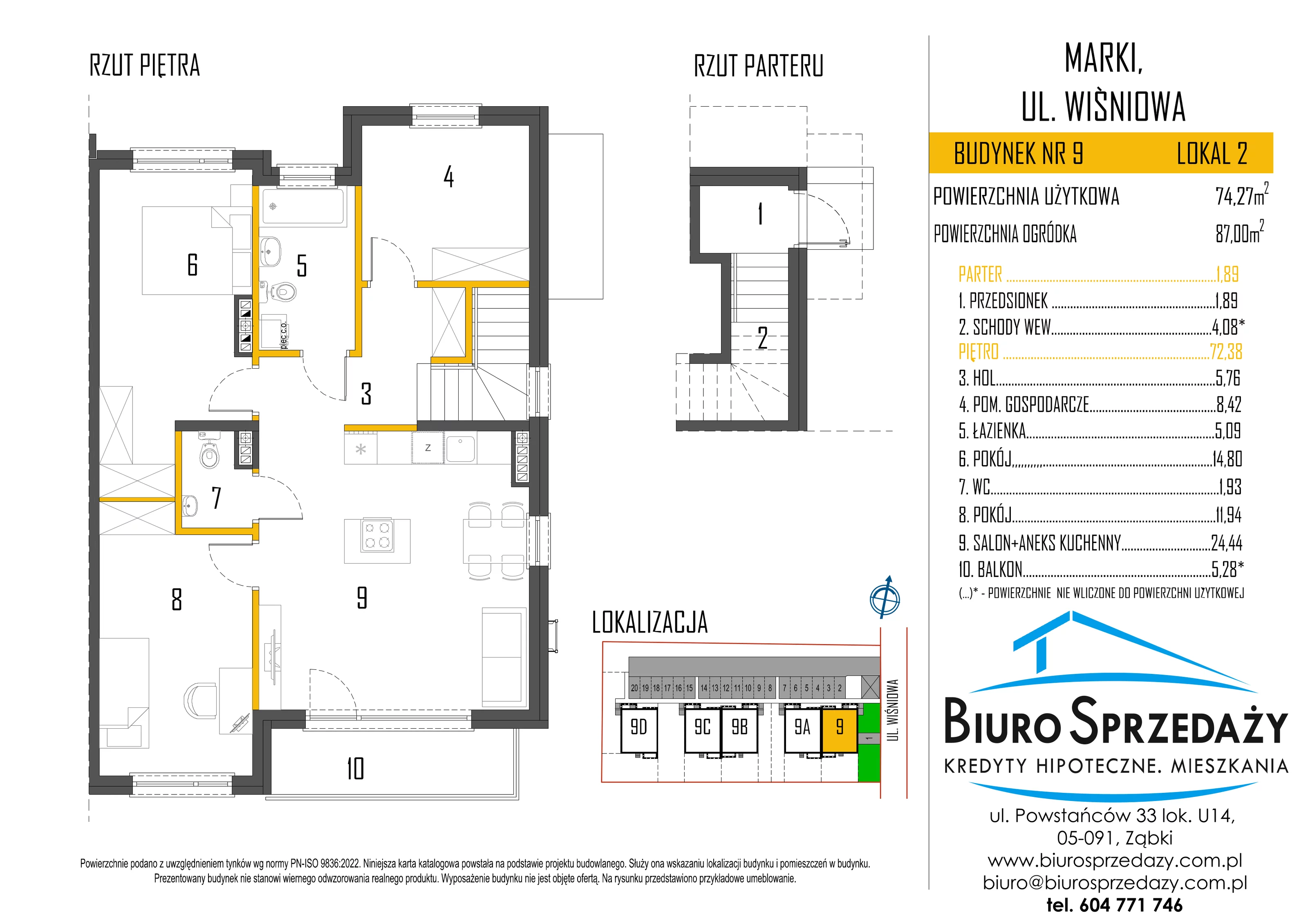 Mieszkanie 74,27 m², piętro 1, oferta nr 9/2, Osiedle Cherry, Marki, ul. Wiśniowa 9