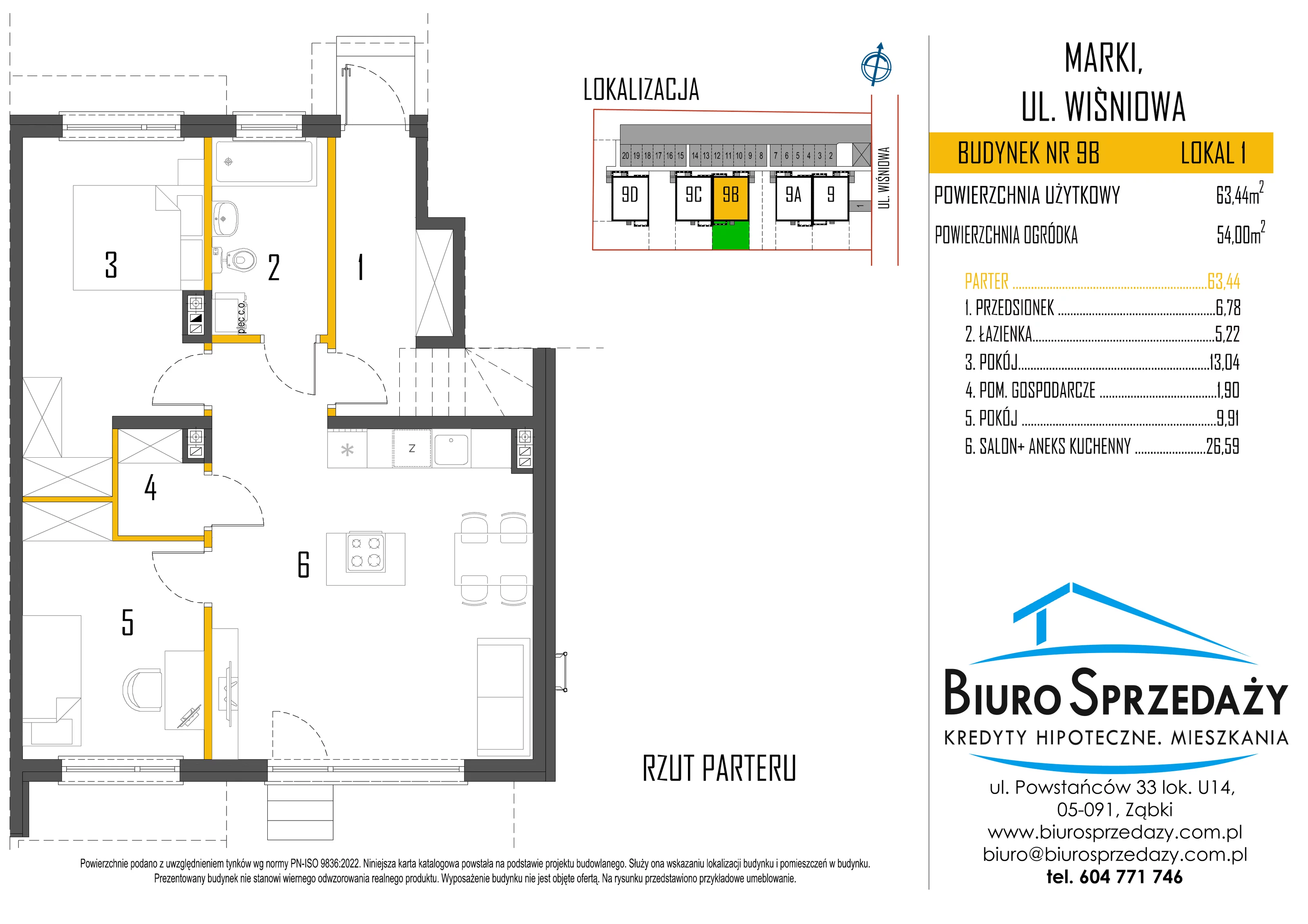 Mieszkanie 63,44 m², parter, oferta nr 9B/1, Osiedle Cherry, Marki, ul. Wiśniowa 9