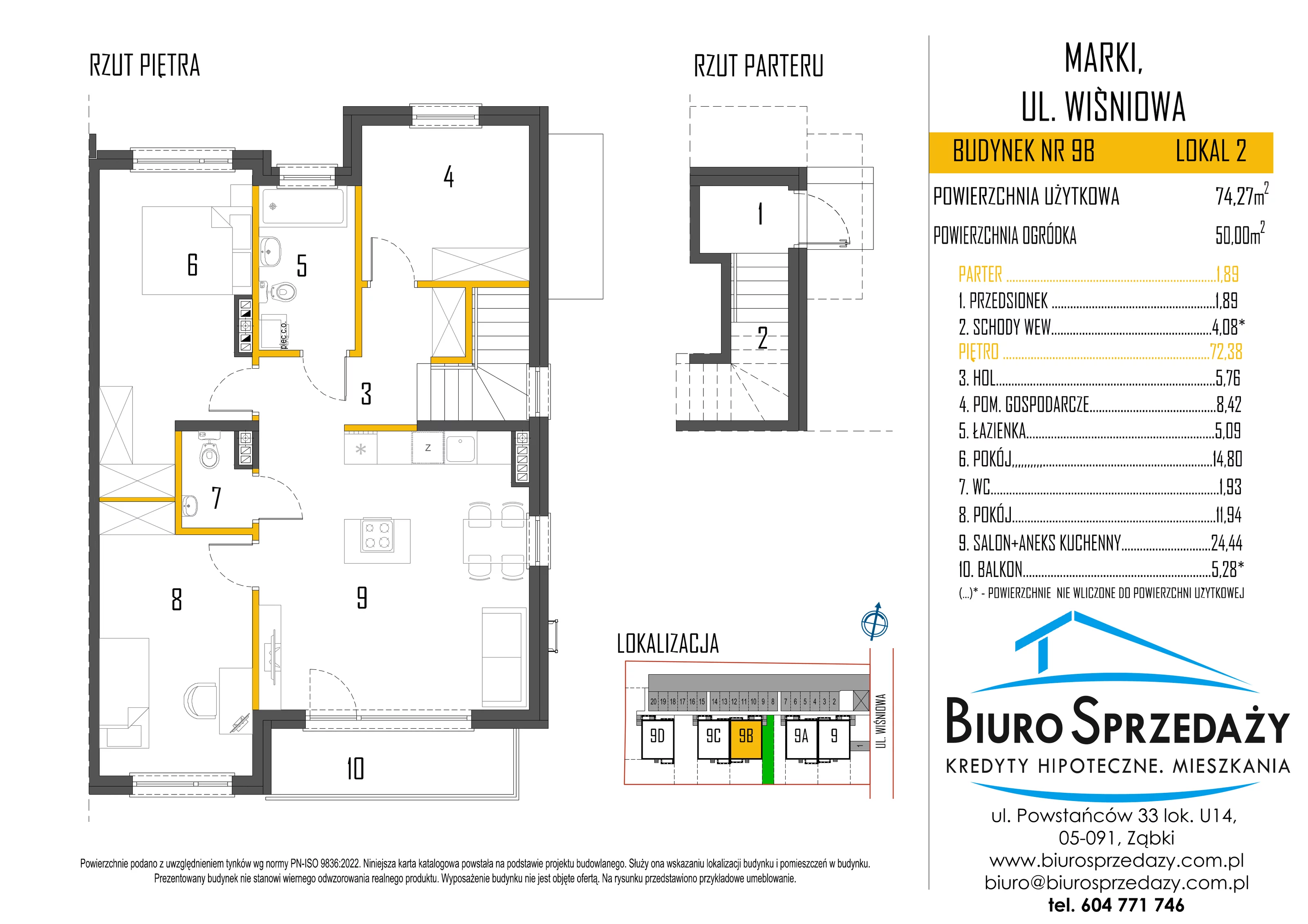 Mieszkanie 74,27 m², piętro 1, oferta nr 9B/2, Osiedle Cherry, Marki, ul. Wiśniowa 9