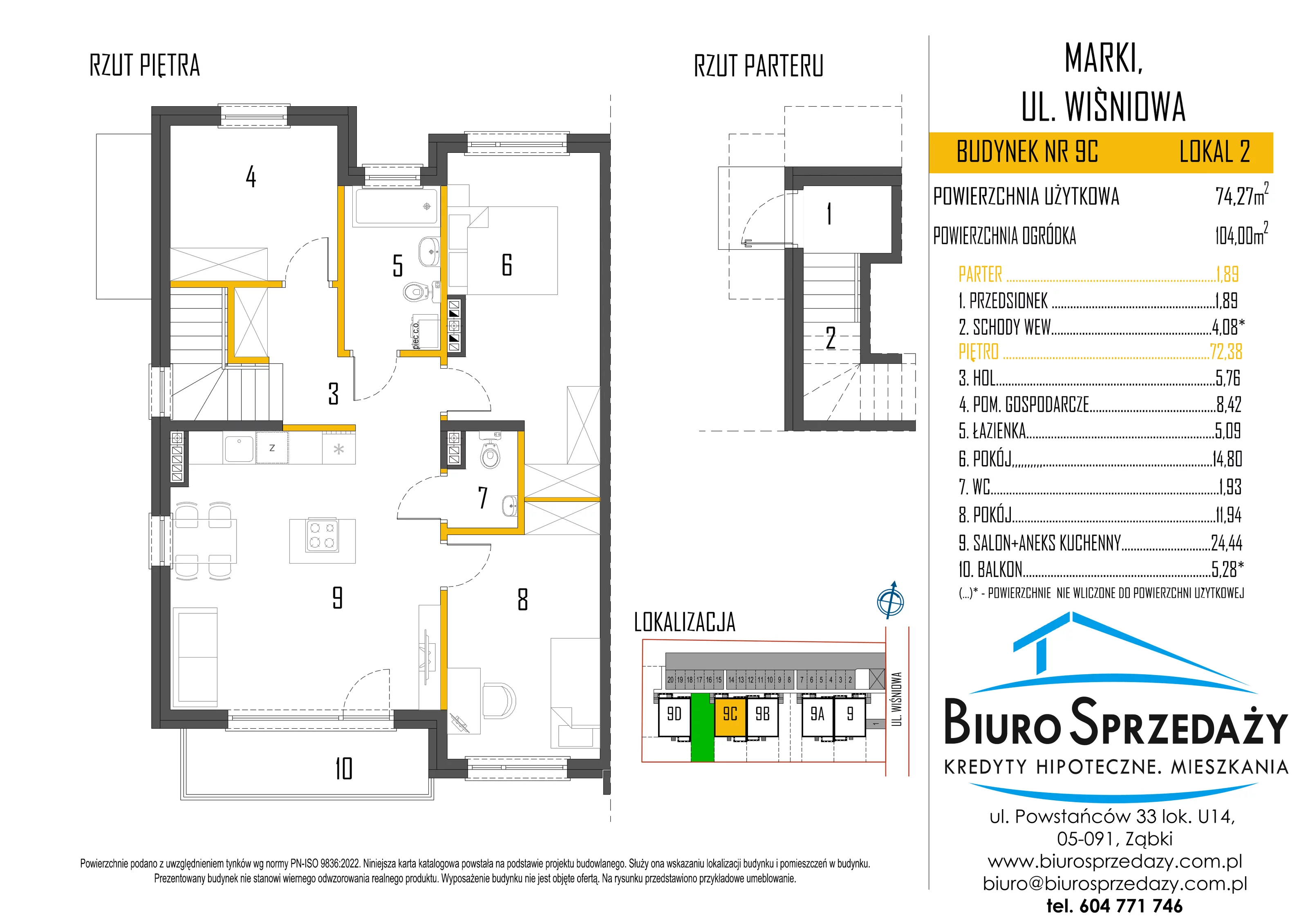 Mieszkanie 74,27 m², piętro 1, oferta nr 9C/2, Osiedle Cherry, Marki, ul. Wiśniowa 9