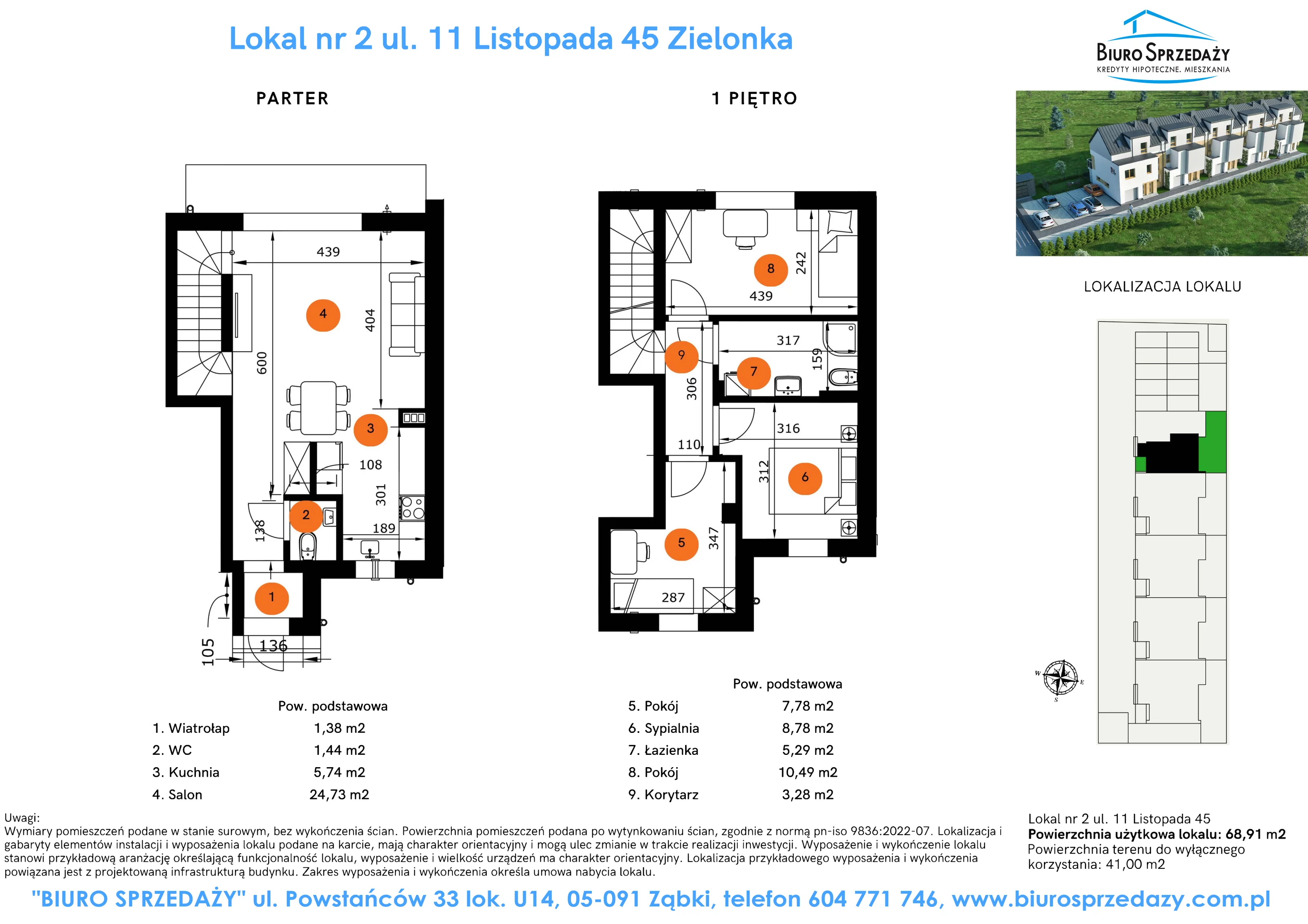 Dom 68,91 m², oferta nr 45/2, Osiedle 11 Listopada, Zielonka, ul. 11 Listopada 45