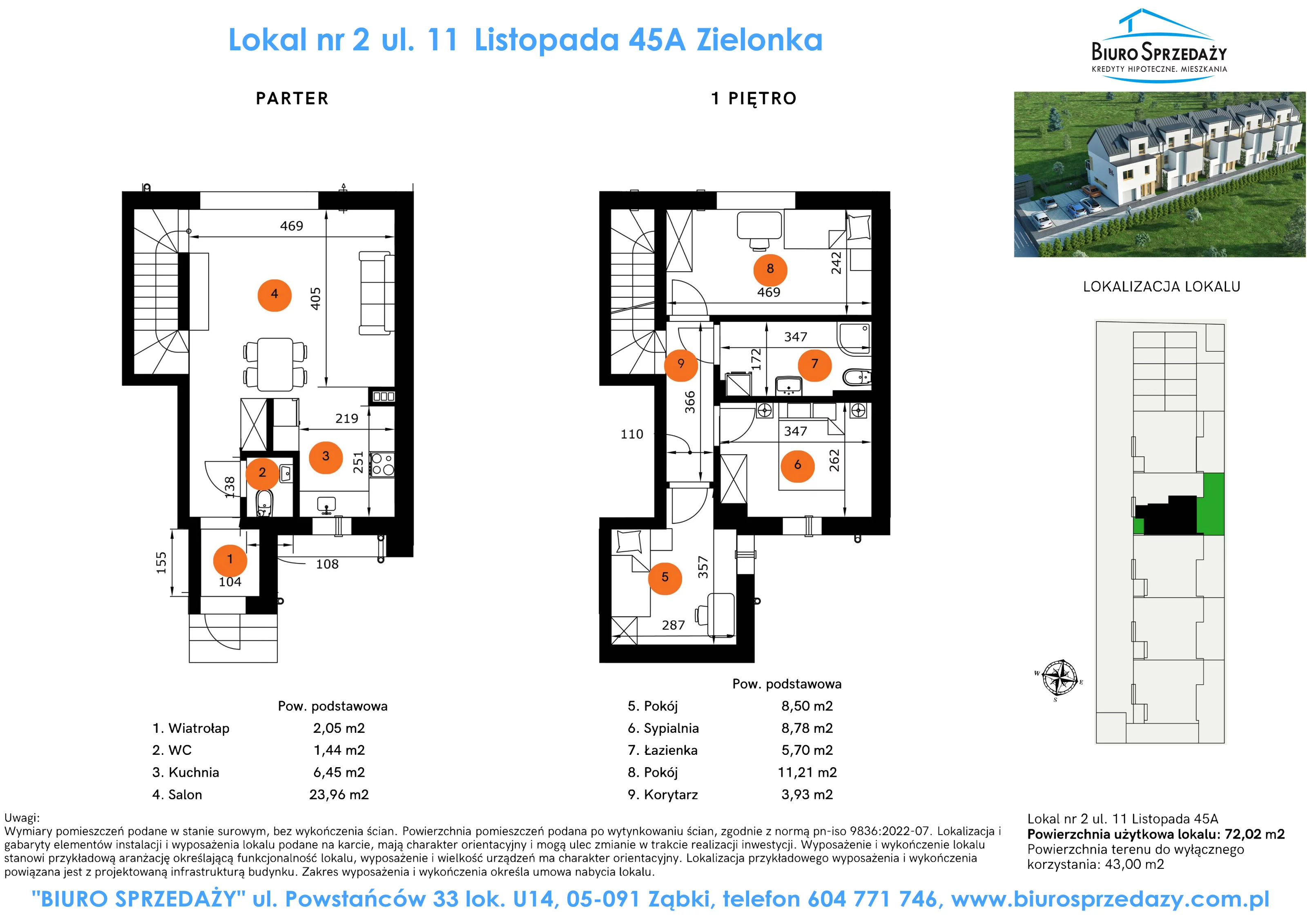 Dom 72,02 m², oferta nr 45A/2, Osiedle 11 Listopada, Zielonka, ul. 11 Listopada 45