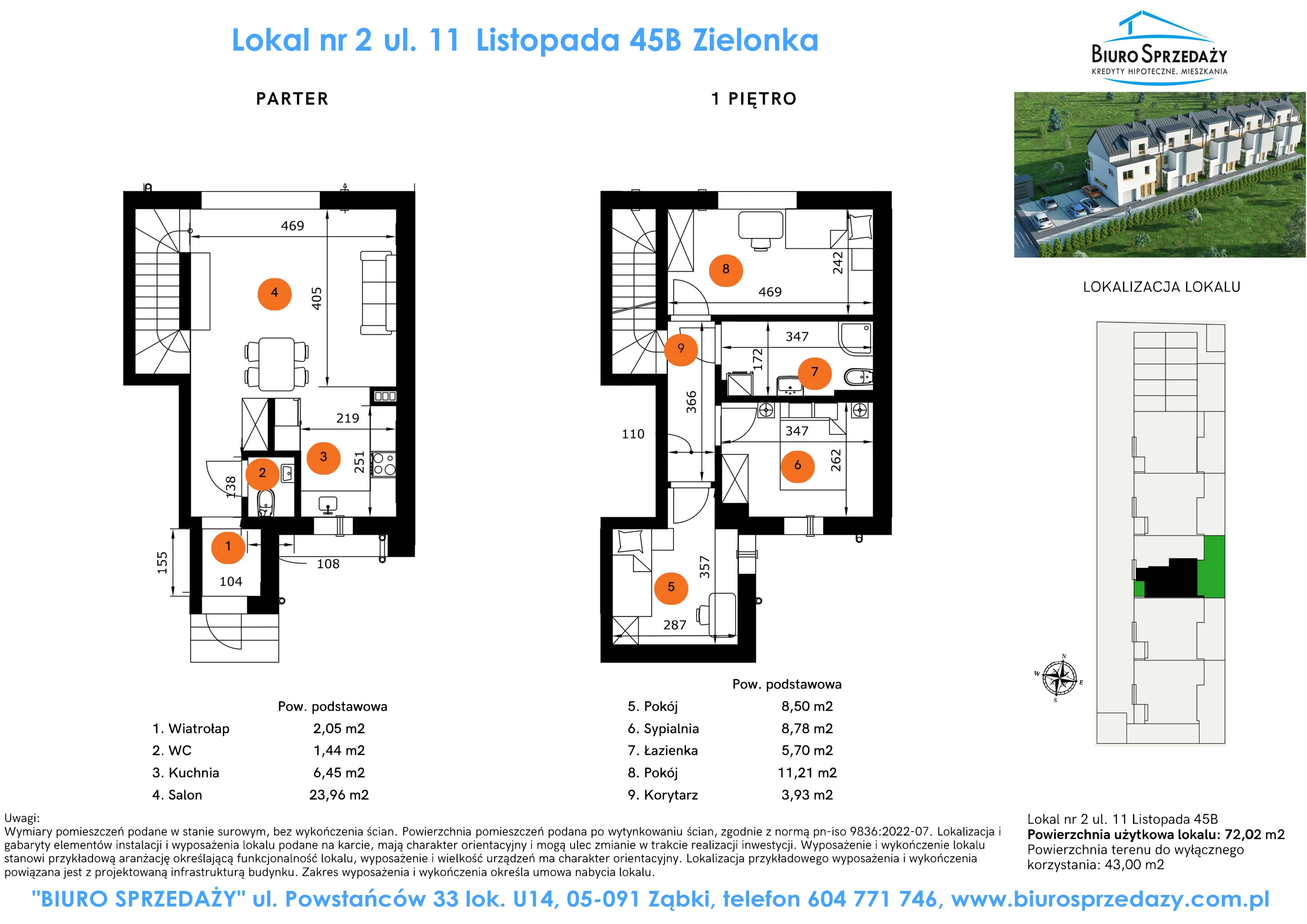 Dom 72,02 m², oferta nr 45B/2, Osiedle 11 Listopada, Zielonka, ul. 11 Listopada 45