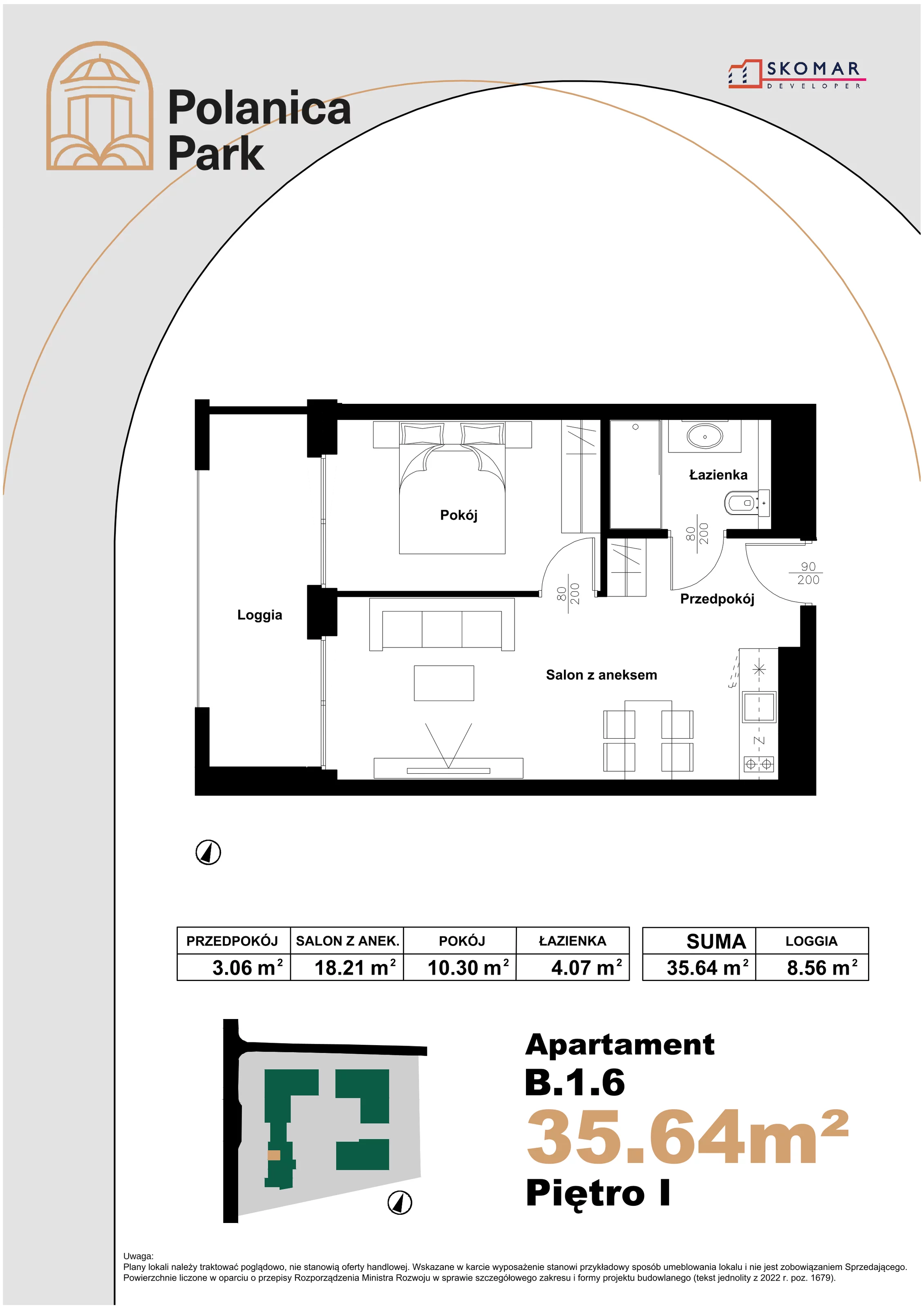 Apartament 45,64 m², piętro 1, oferta nr B_1_6, Polanica Park, Polanica-Zdrój, ul. Zdrojowa