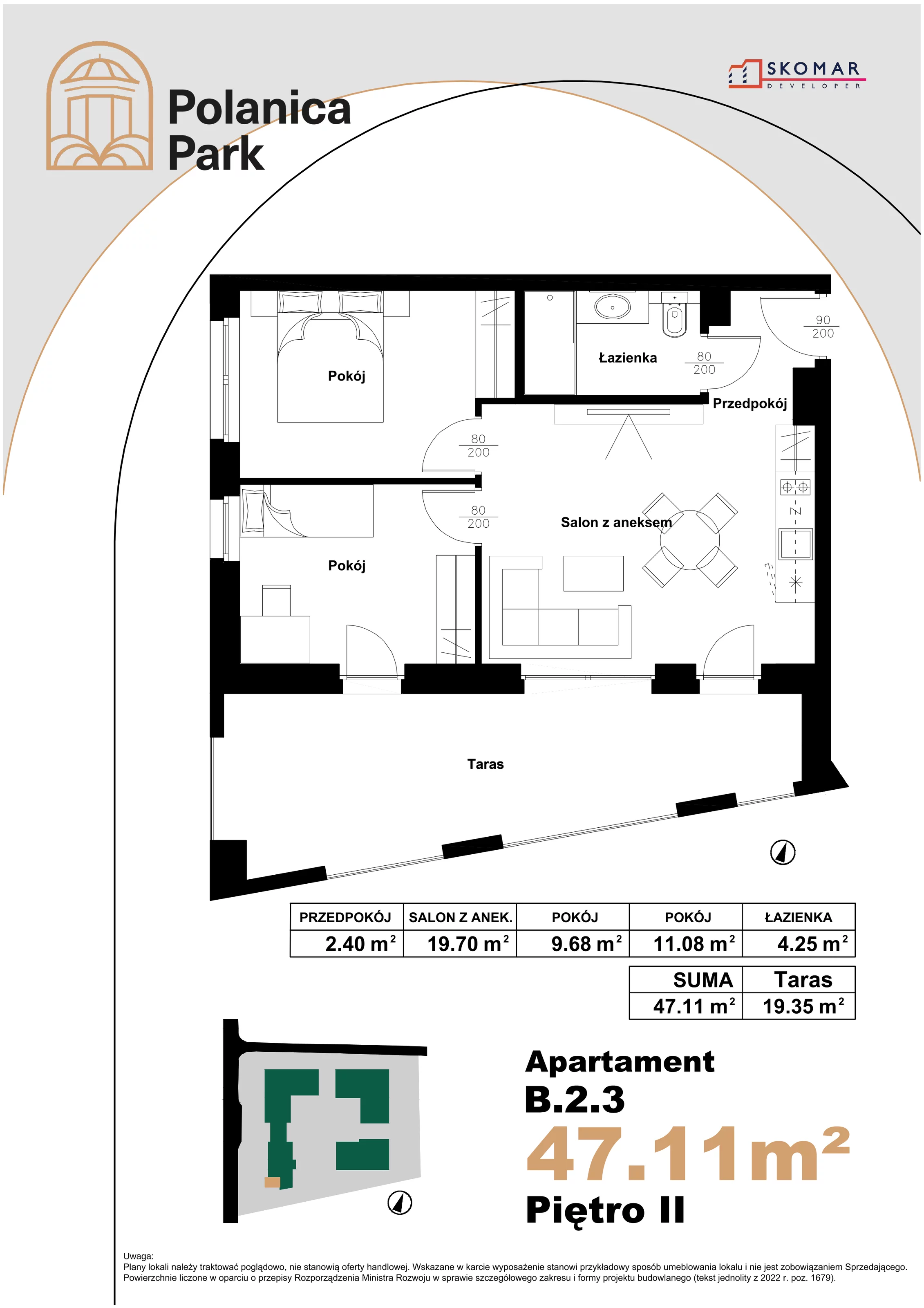 Apartament 47,11 m², piętro 2, oferta nr B_2_3, Polanica Park, Polanica-Zdrój, ul. Zdrojowa