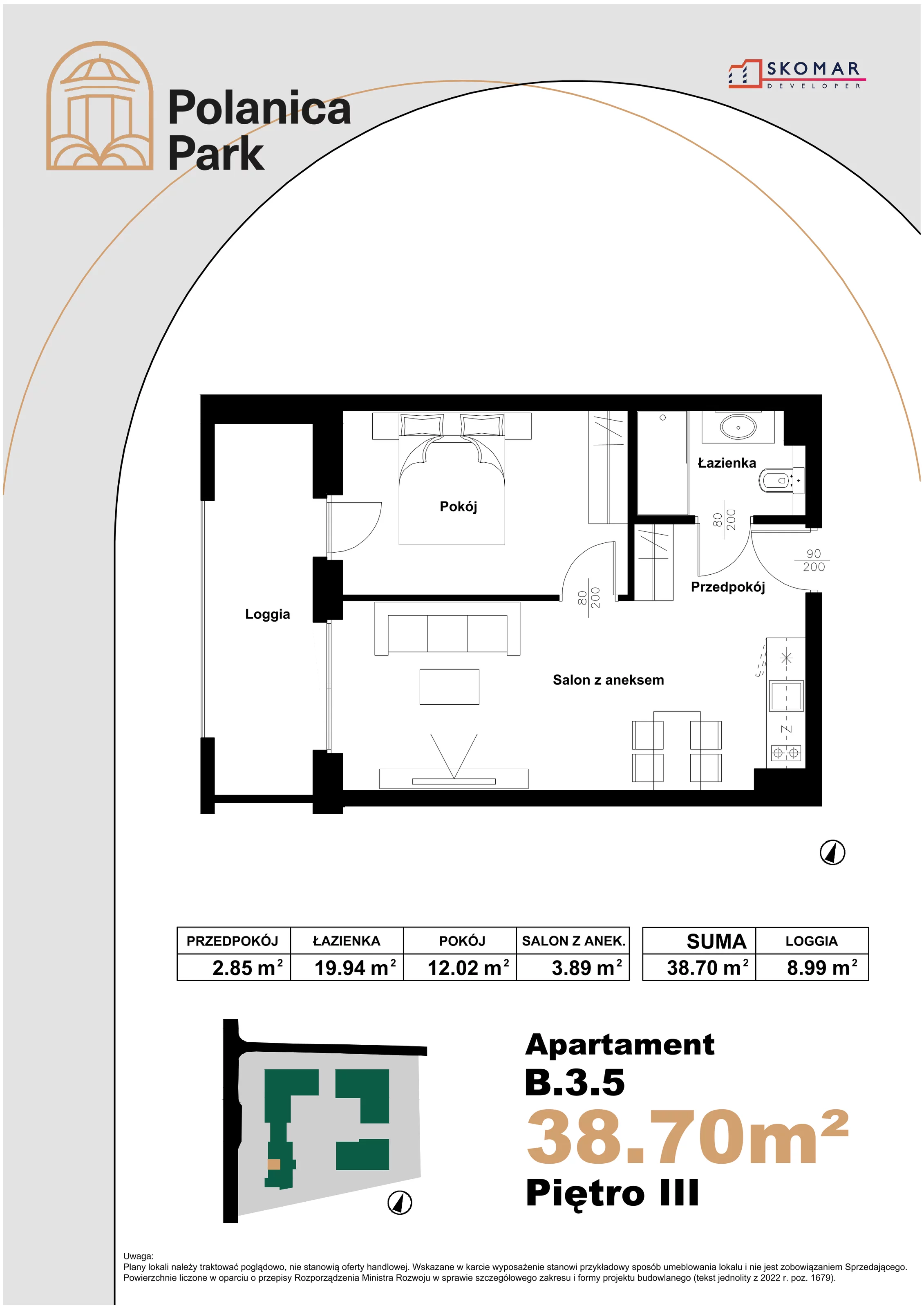 Apartament 38,70 m², piętro 3, oferta nr B_3_5, Polanica Park, Polanica-Zdrój, ul. Zdrojowa