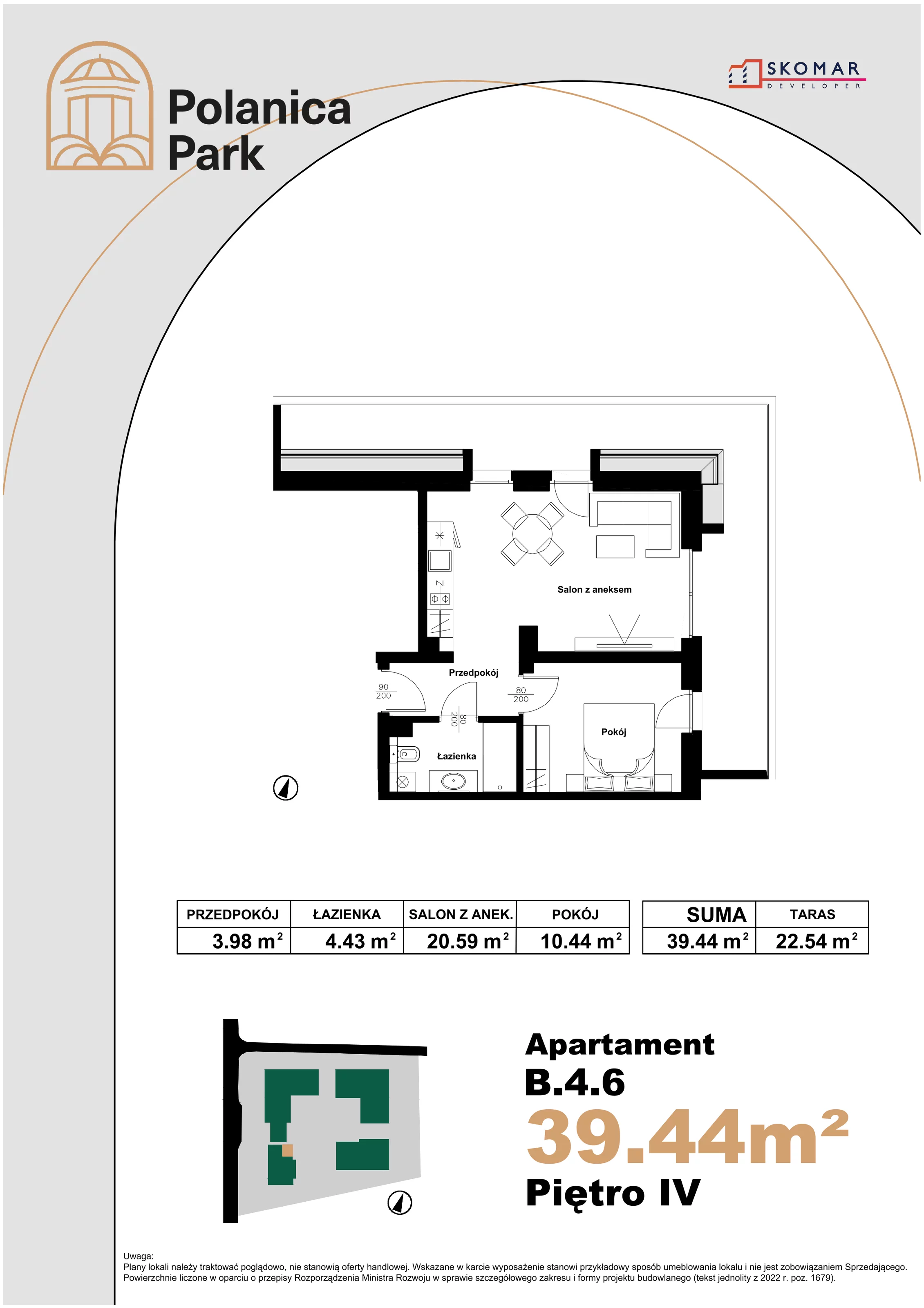 Apartament 39,44 m², piętro 4, oferta nr B_4_6, Polanica Park, Polanica-Zdrój, ul. Zdrojowa