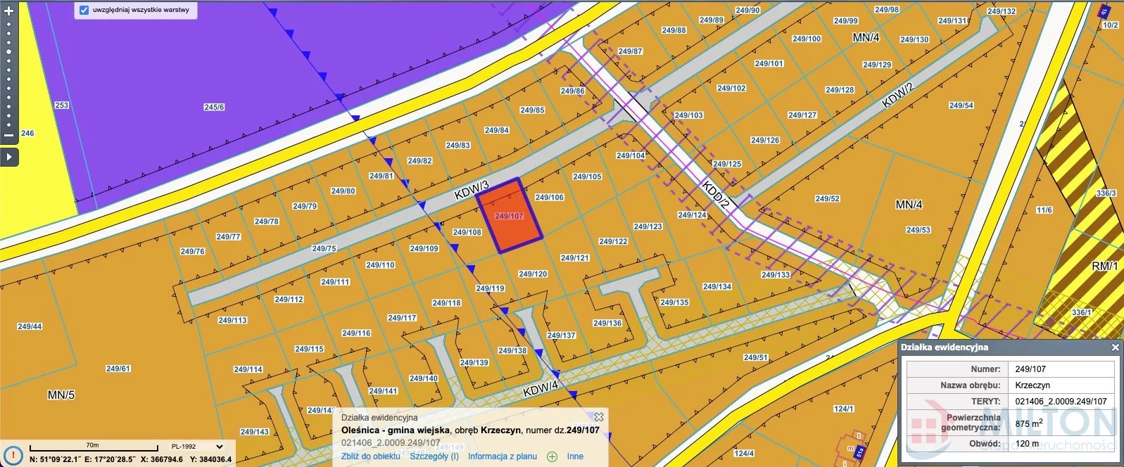 Działka 876,00 m², oferta nr , MIL-GS-30, Oleśnica