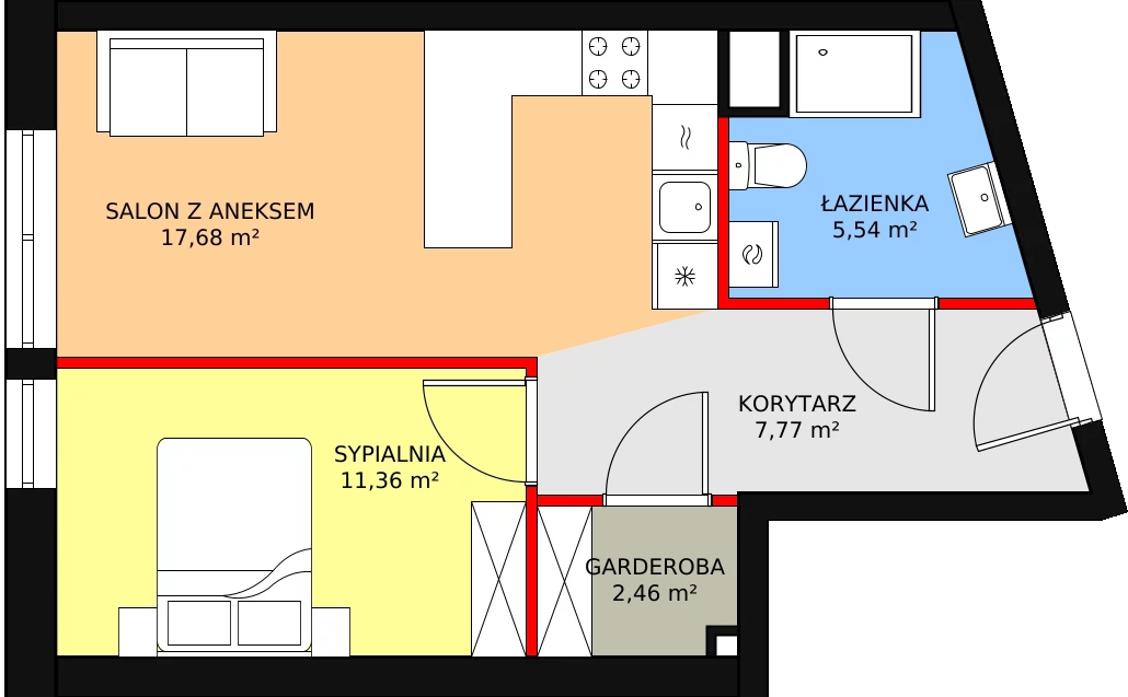 2 pokoje, apartament inwestycyjny 44,81 m², parter, oferta nr A1, Ventis Apartments, Jastrzębia Góra, ul. Wczasowa