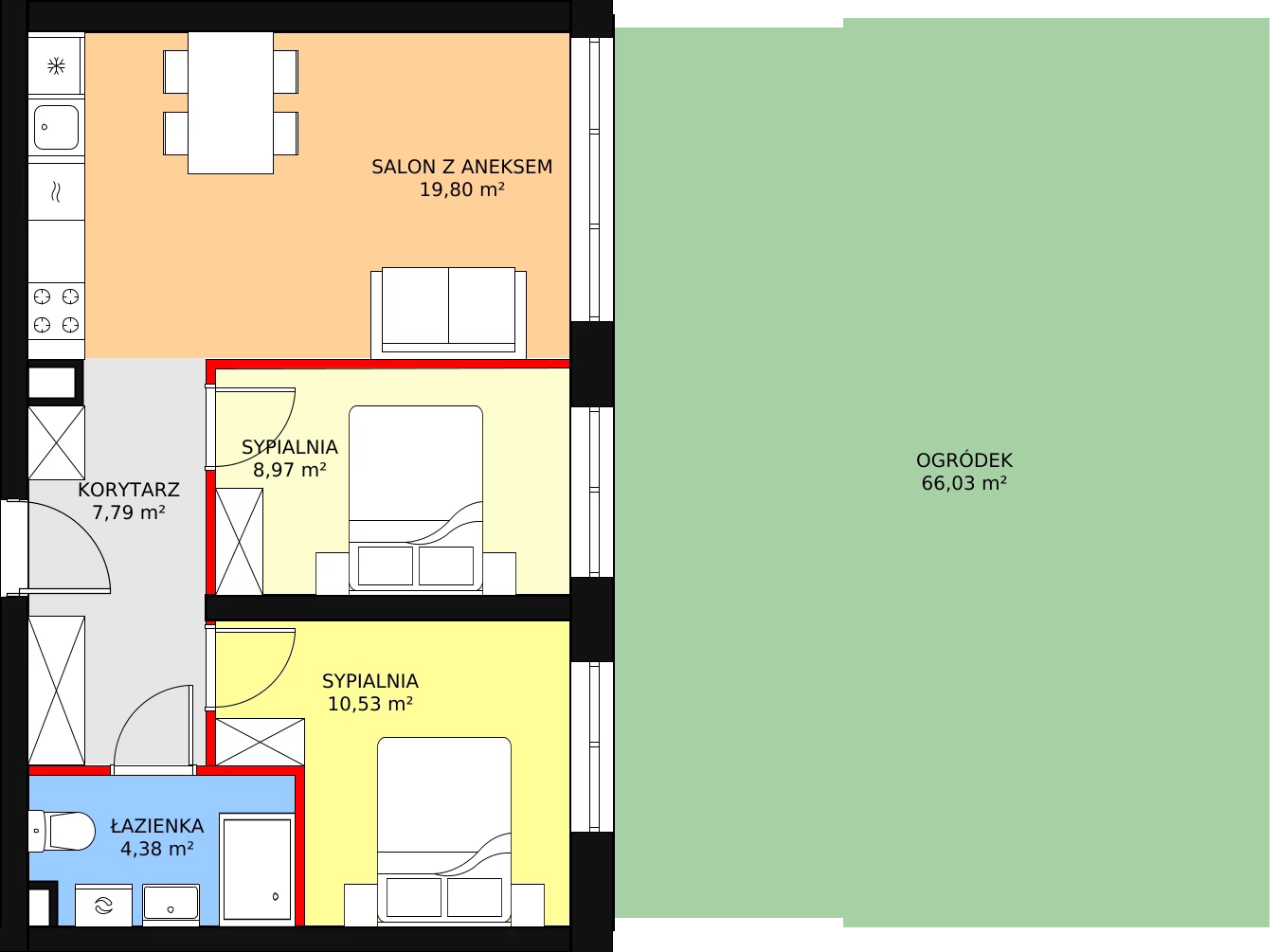 3 pokoje, apartament inwestycyjny 51,47 m², parter, oferta nr A11, Ventis Apartments, Jastrzębia Góra, ul. Wczasowa