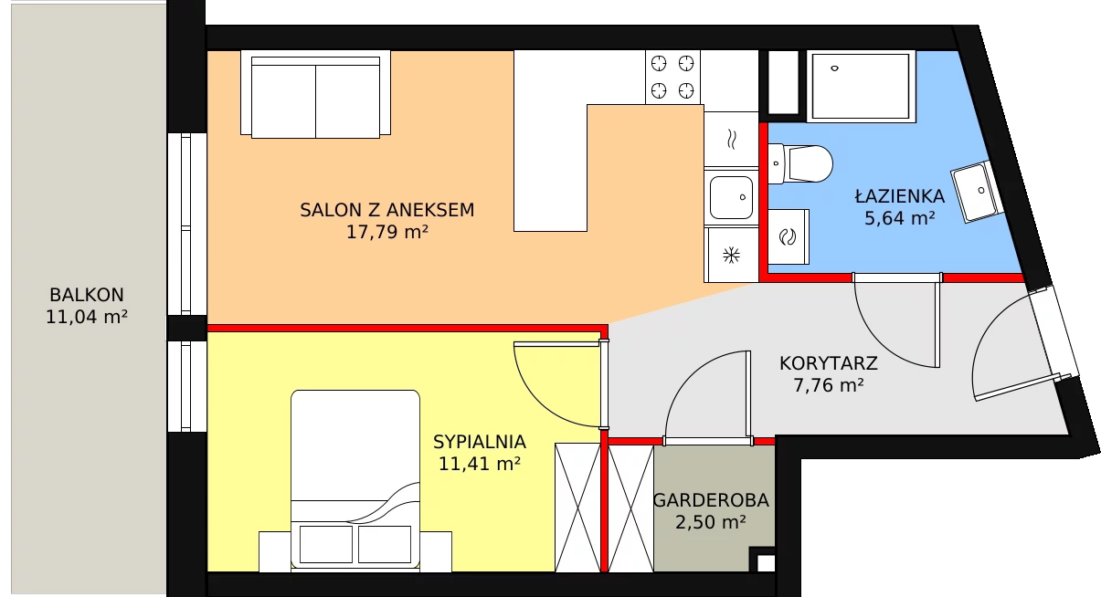 2 pokoje, apartament inwestycyjny 45,10 m², piętro 1, oferta nr A13, Ventis Apartments, Jastrzębia Góra, ul. Wczasowa